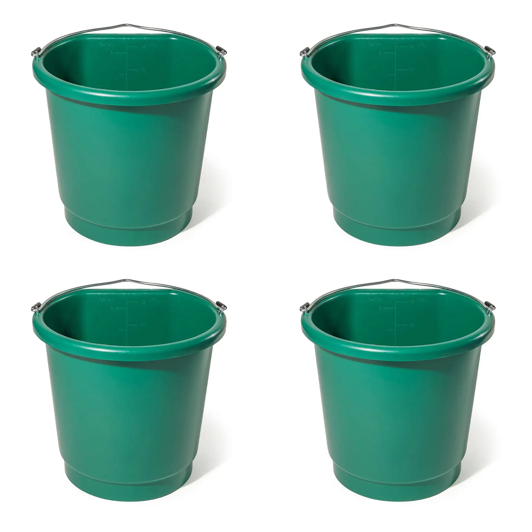 Farm Innovators 3 Gal Flat Back Plastic Heated Bucket, 70 Watt, Green (4 Pack)