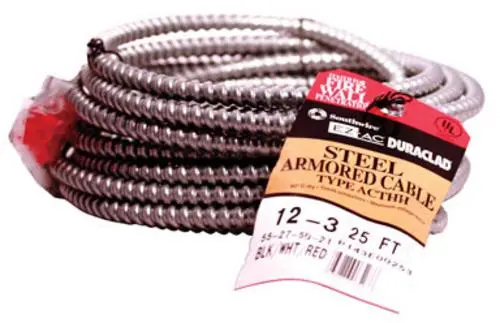 Southwire 55275021 Cable Acthr 12-3 Alflex Thhn Bond Wire With Steel Armor 25'