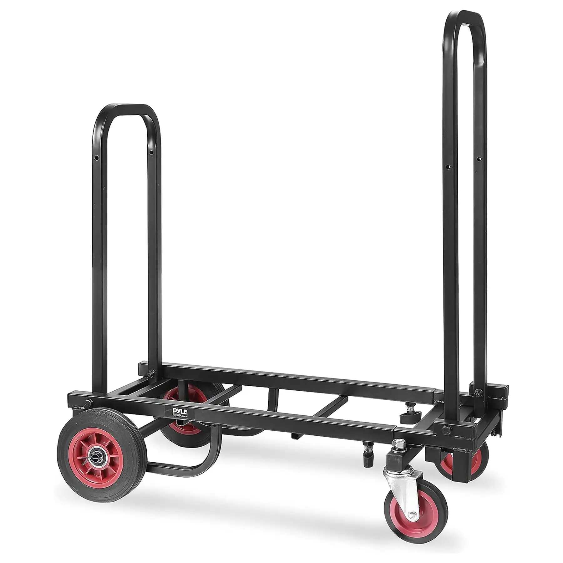 Pyle Compact Adjustable Folding Hand Truck Dolly Platform Equipment Cart, Black