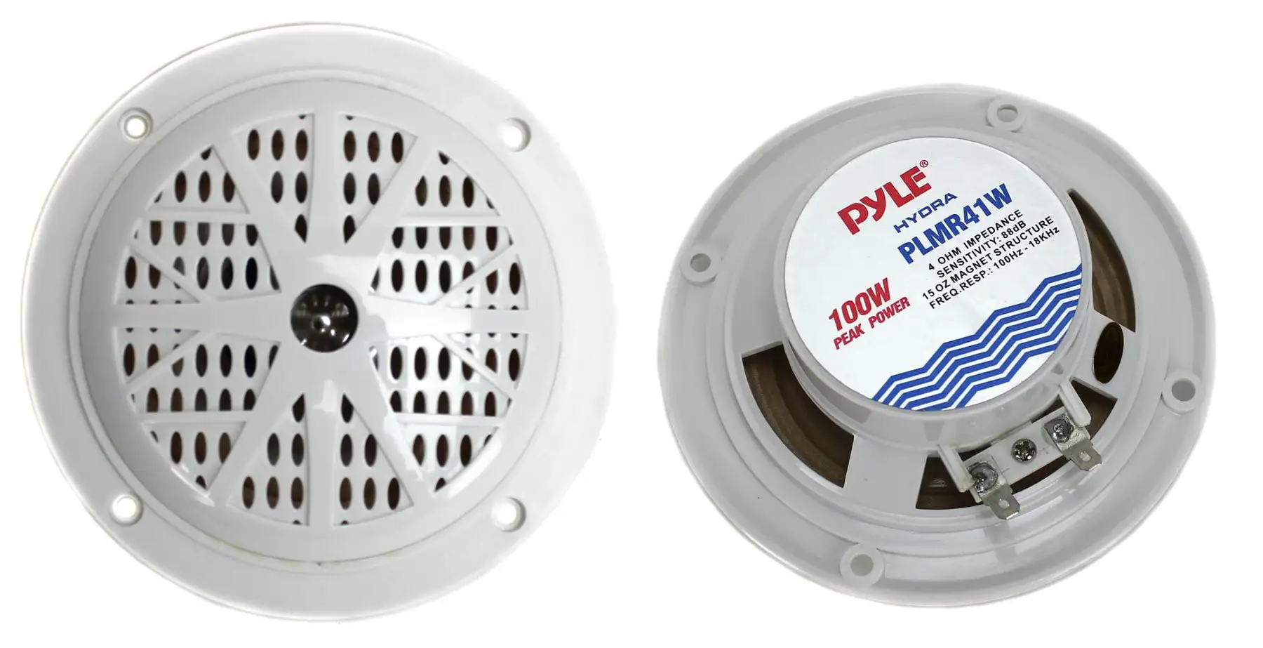 PYLE PLMR41W 4" 100W Marine Dual Cone Waterproof Boat/Marine Car Speakers