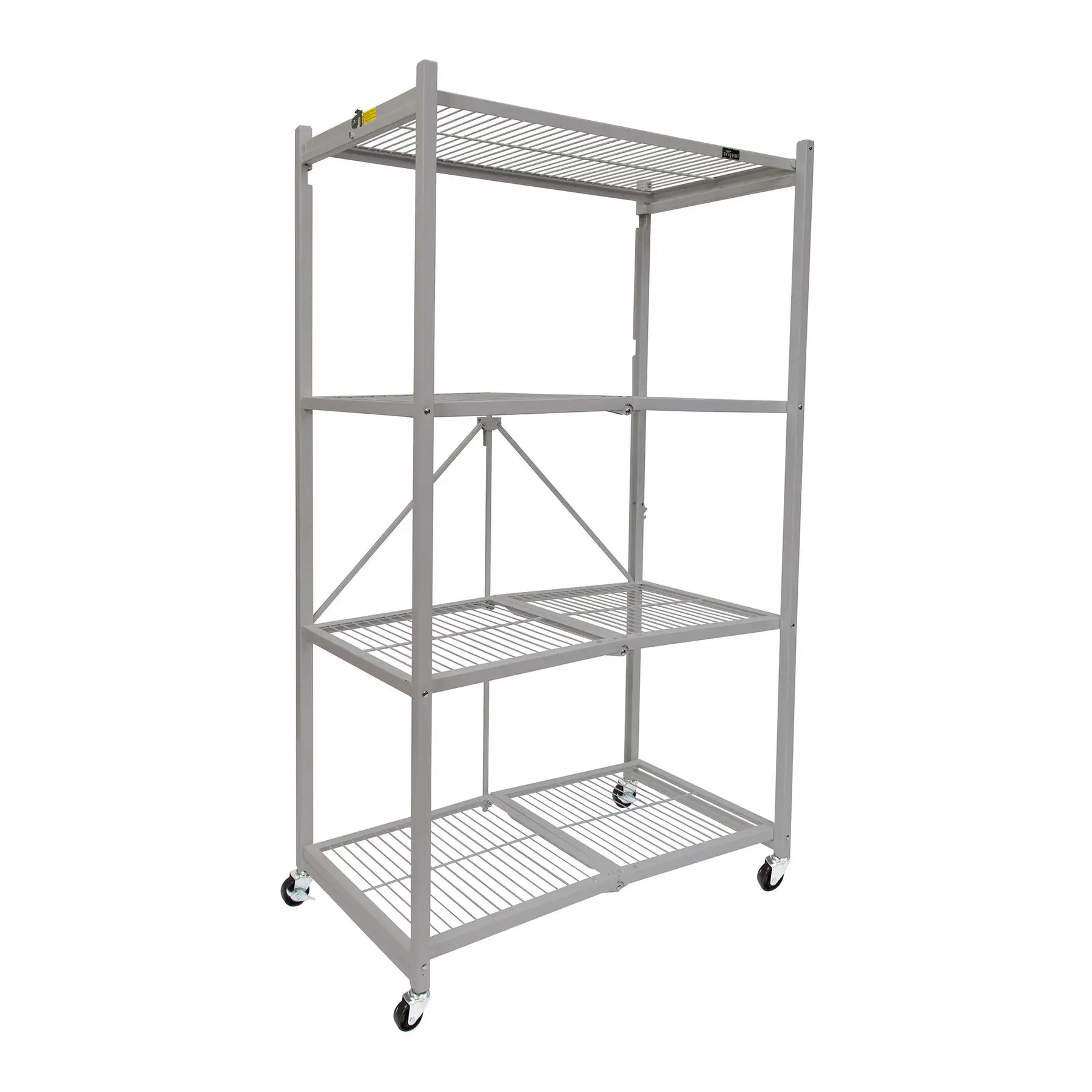 Origami 4 Tier Foldable Heavy Duty Garage Shelving with Wheels for Organization