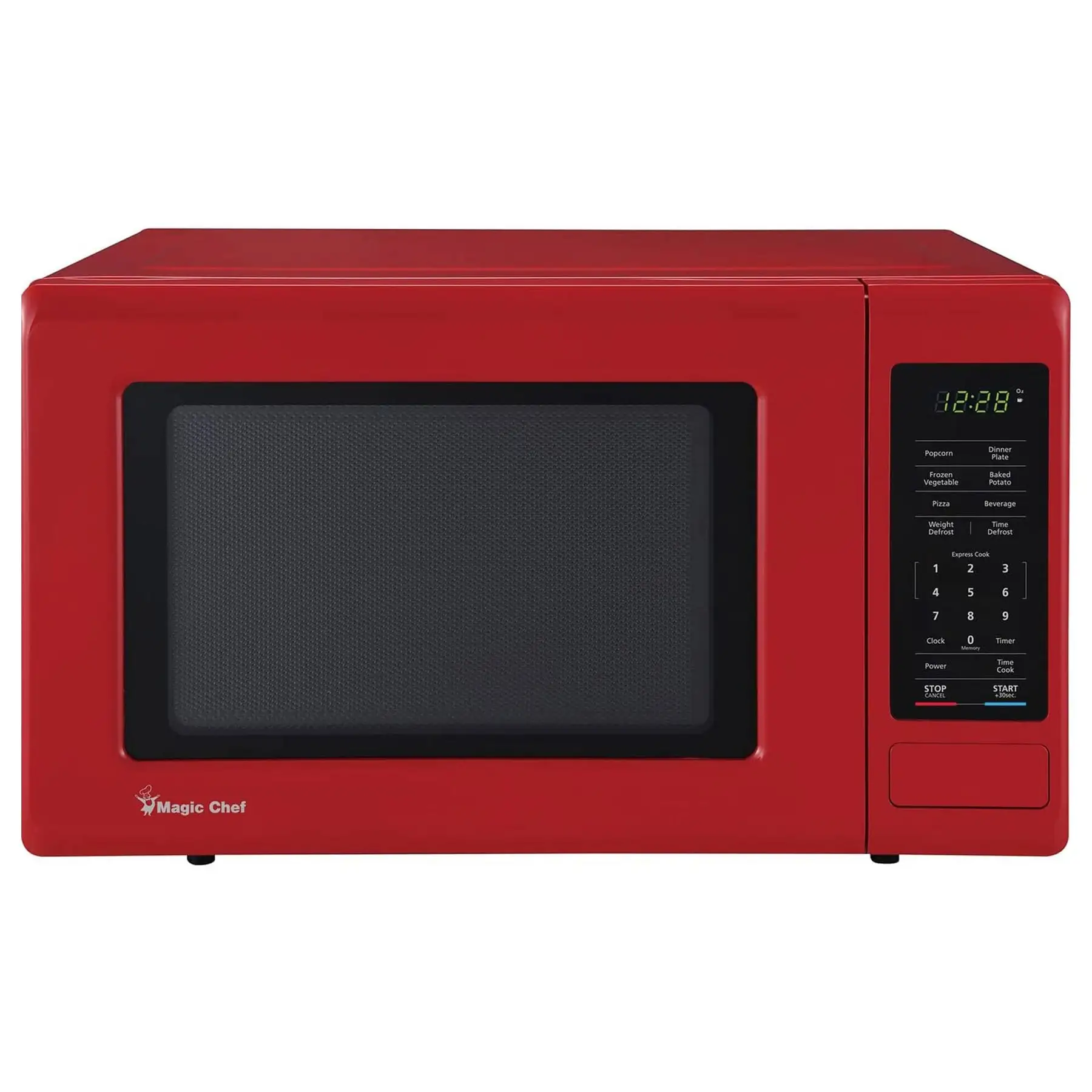 0.9 Cubic Feet 900 W Stainless Countertop Microwave, Red