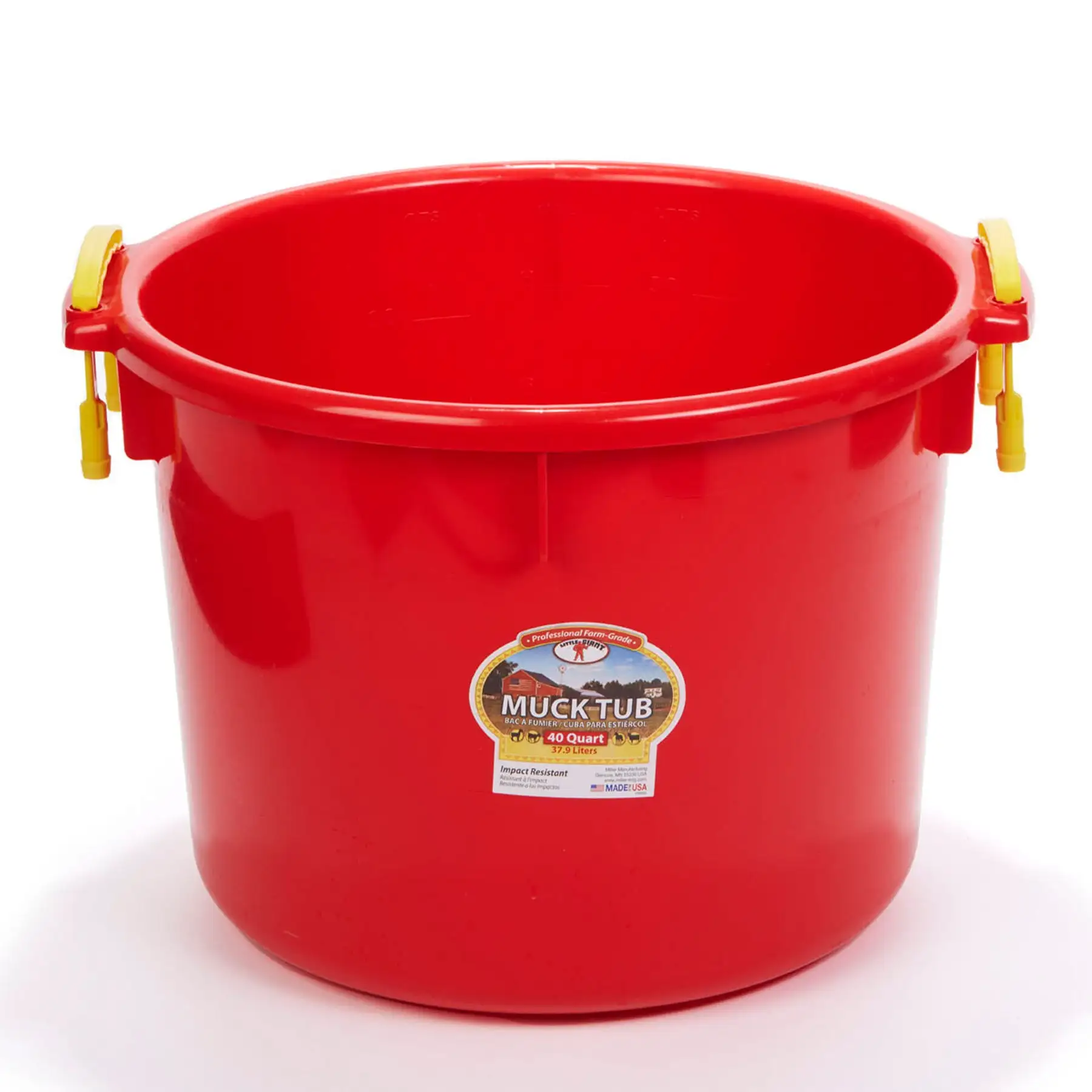 Little Giant 40 Quart Durable and Versatile Utility Muck Tub w/Handles, Red