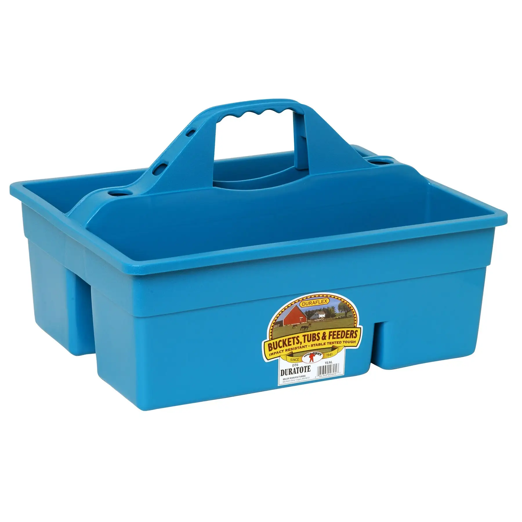 Little Giant DuraTote Plastic Box Organizer w/2 Compartments & Grip Handle, Teal