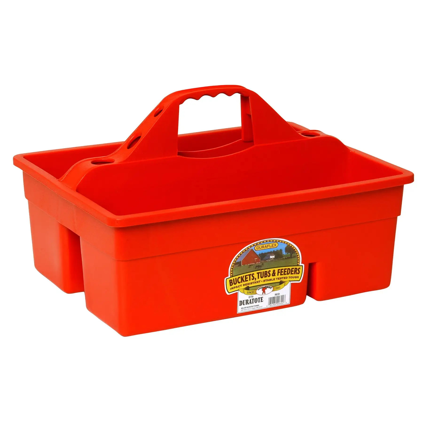 Little Giant DuraTote Plastic Box Organizer w/2 Compartments & Grip Handle, Red