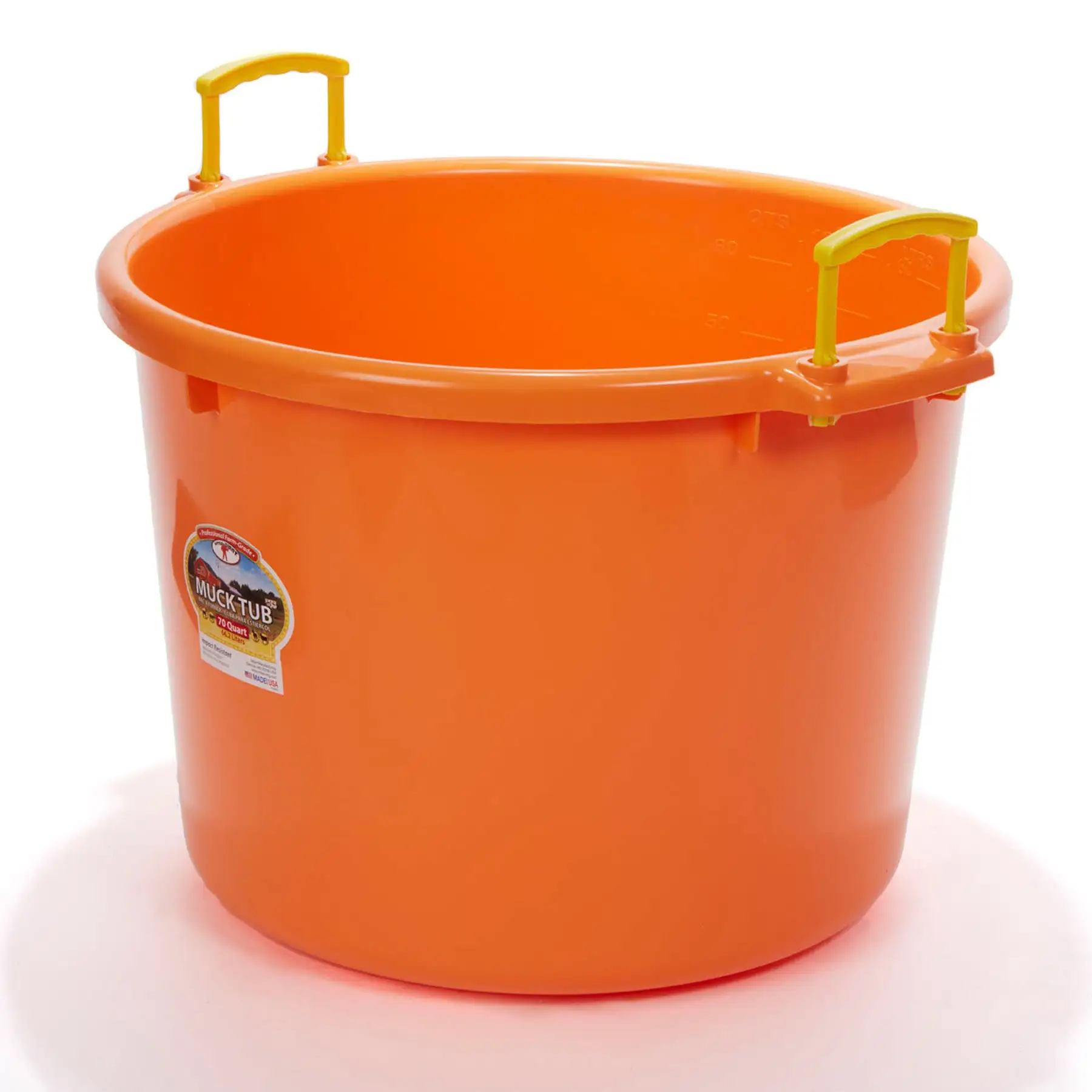 Little Giant 70 Quart Durable and Versatile Utility Muck Tub w/Handles, Orange