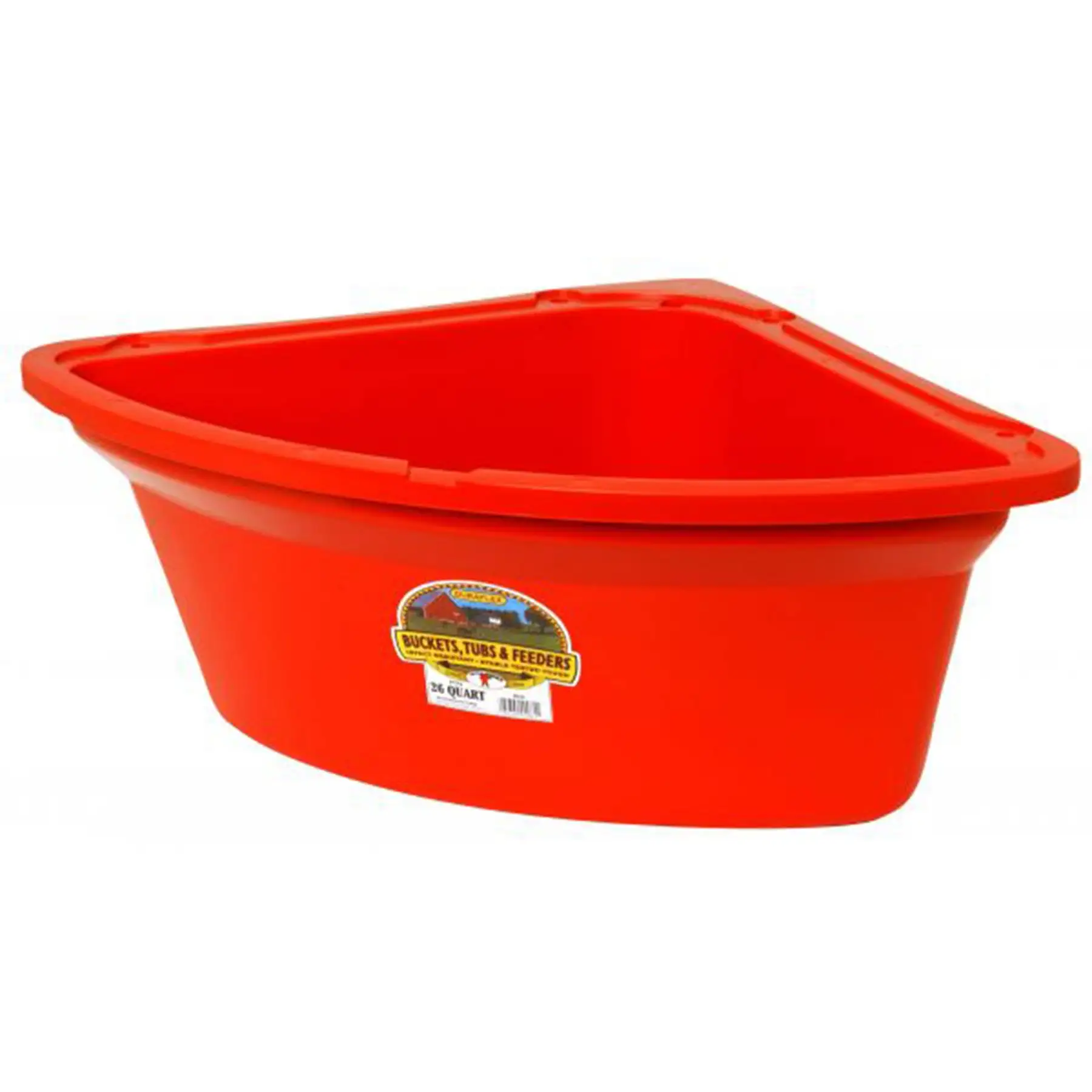 Little Giant 26 Quart Plastic Hanging Corner Livestock Animal Feeder Bucket, Red