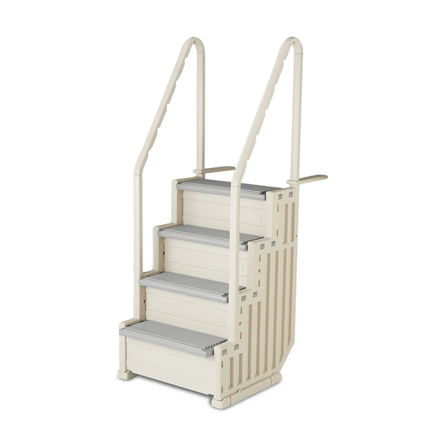 Confer Plastics In-Pool 4 Step Ladder, Above Ground Swimming Pool Stairs, Gray