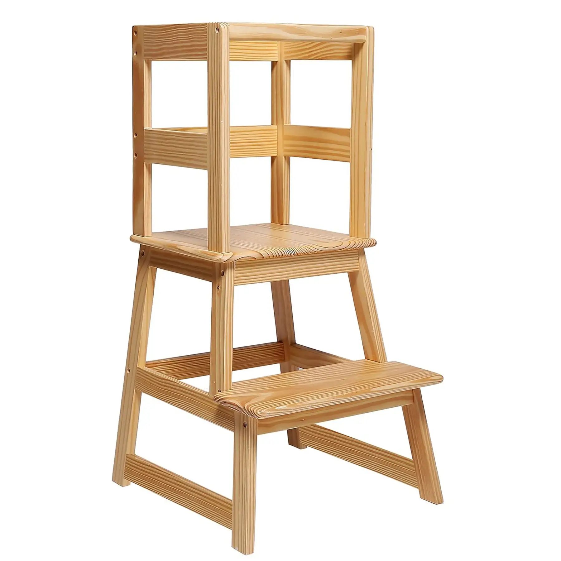 SDADI Kids Kitchen Step Stool Holds up to 150 Pounds with Safety Rail, Natural