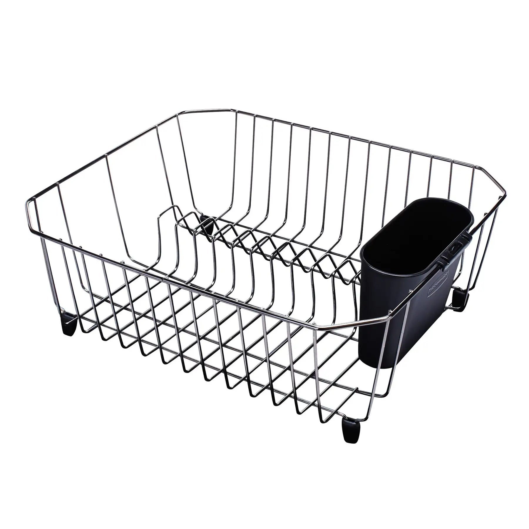 Rubbermaid Home Kitchen Gadget Twin Sink 11 Slot Dish Rack Drainer, Black Chrome