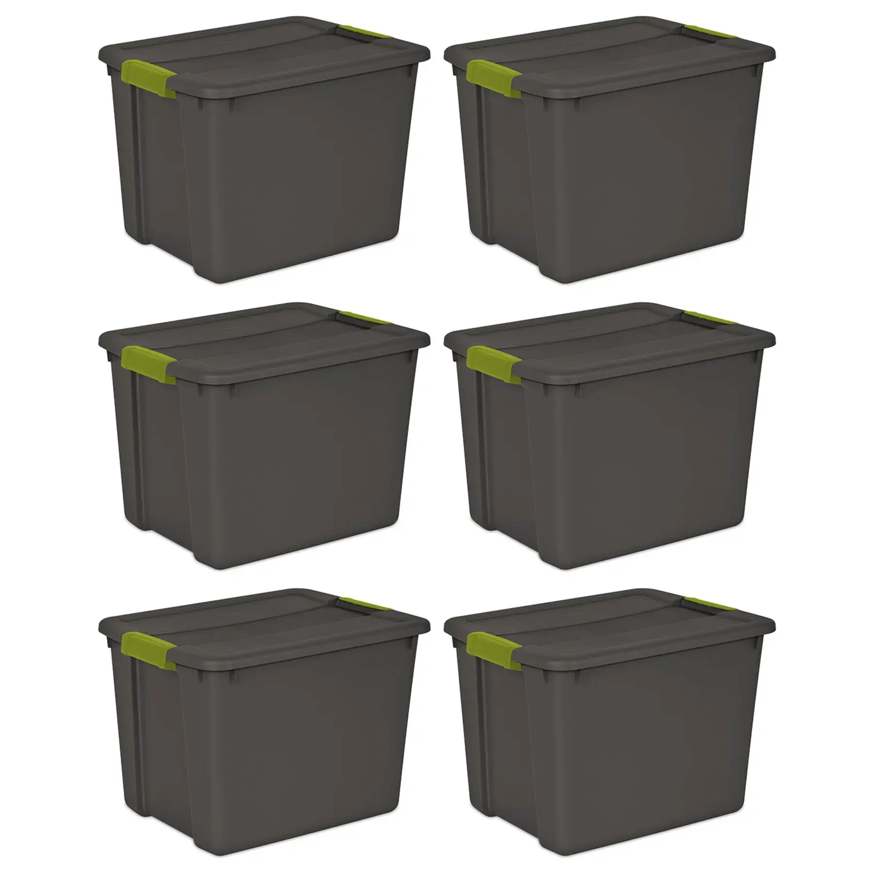 Sterilite 12 Gallon Versatile Rectangular Latch Tote with Handles, Gray (6 Pack)