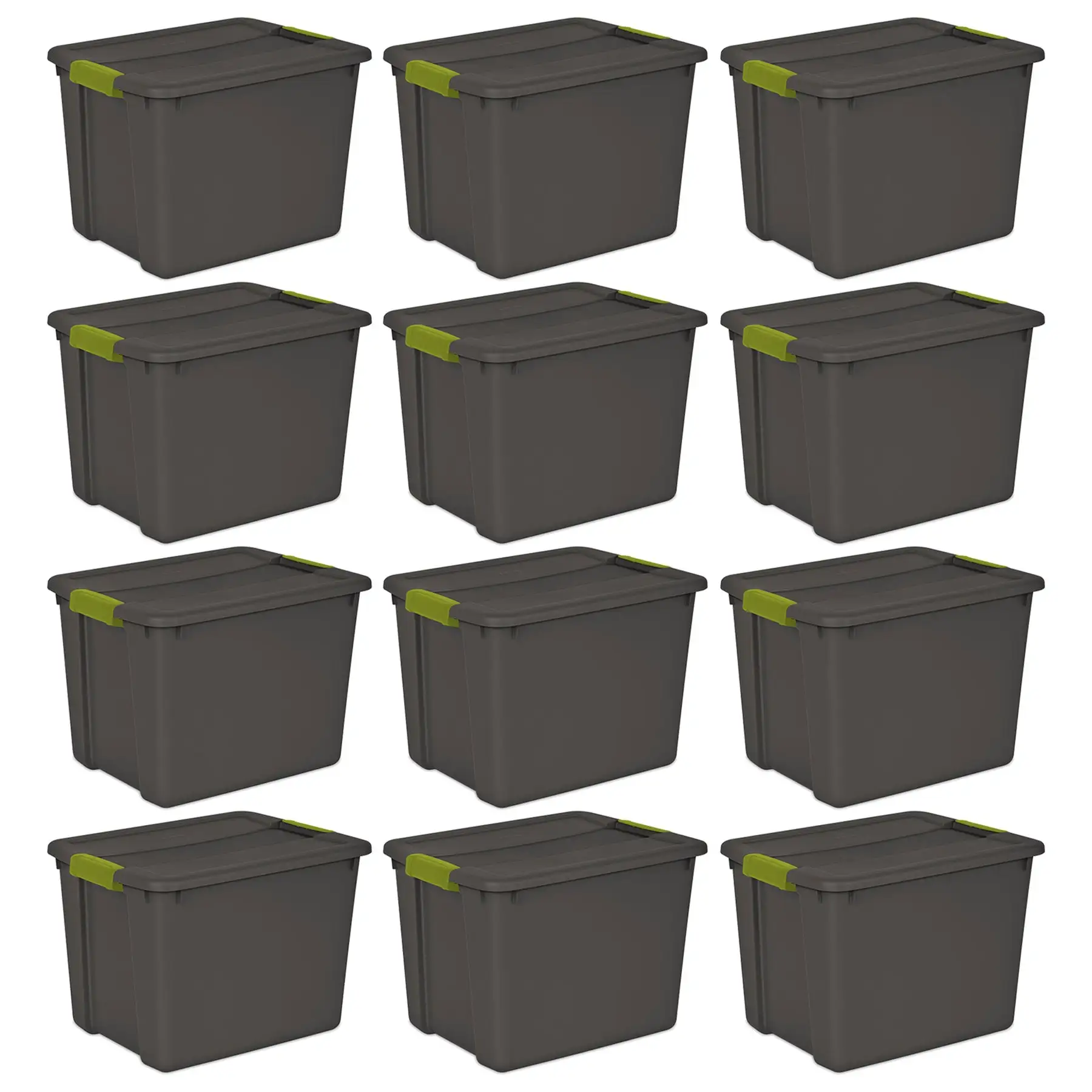 Sterilite 12 Gallon Versatile Rectangular Latch Tote w/ Handles, Gray (12 Pack)