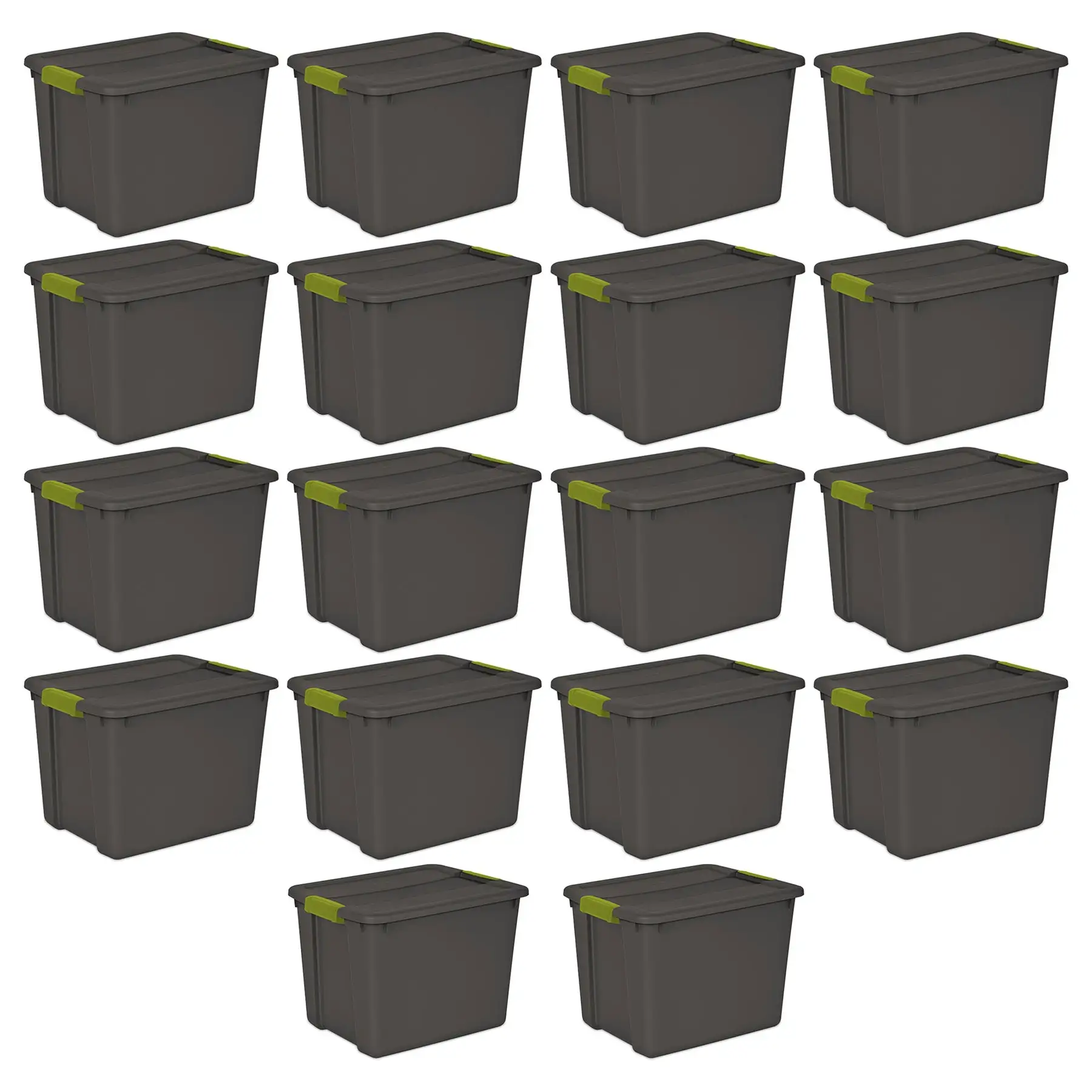 Sterilite 12 Gallon Versatile Rectangular Latch Tote w/ Handles, Gray (18 Pack)