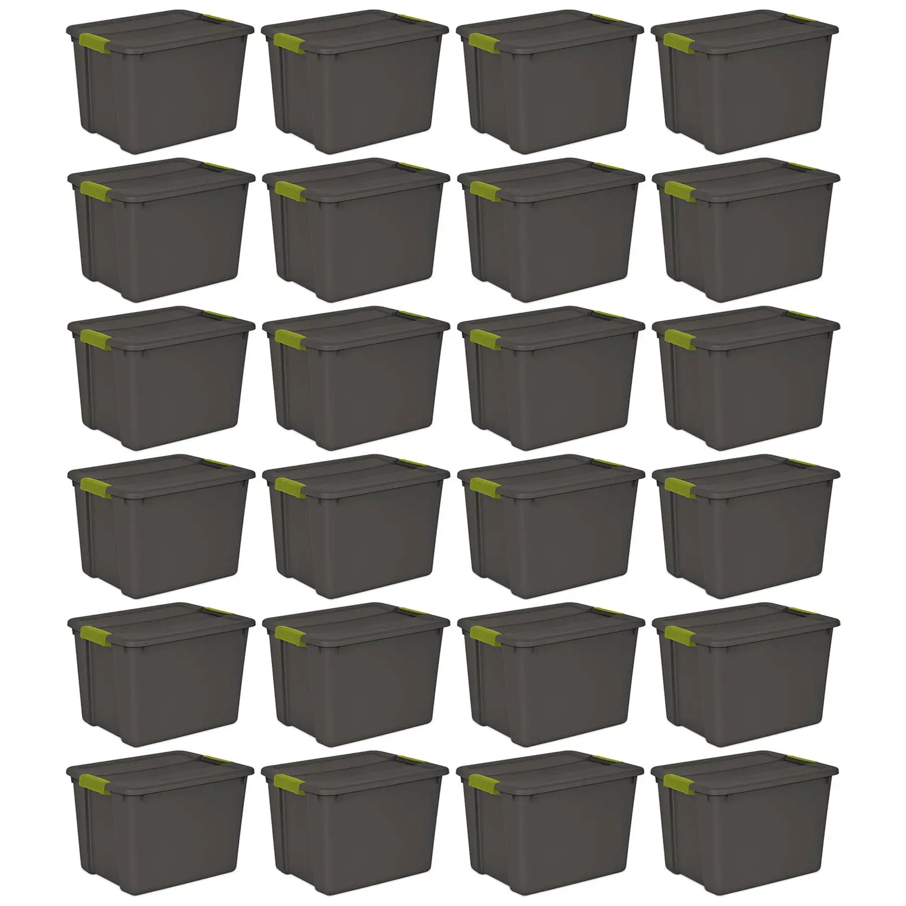 Sterilite 12 Gallon Versatile Rectangular Latch Tote w/ Handles, Gray (24 Pack)