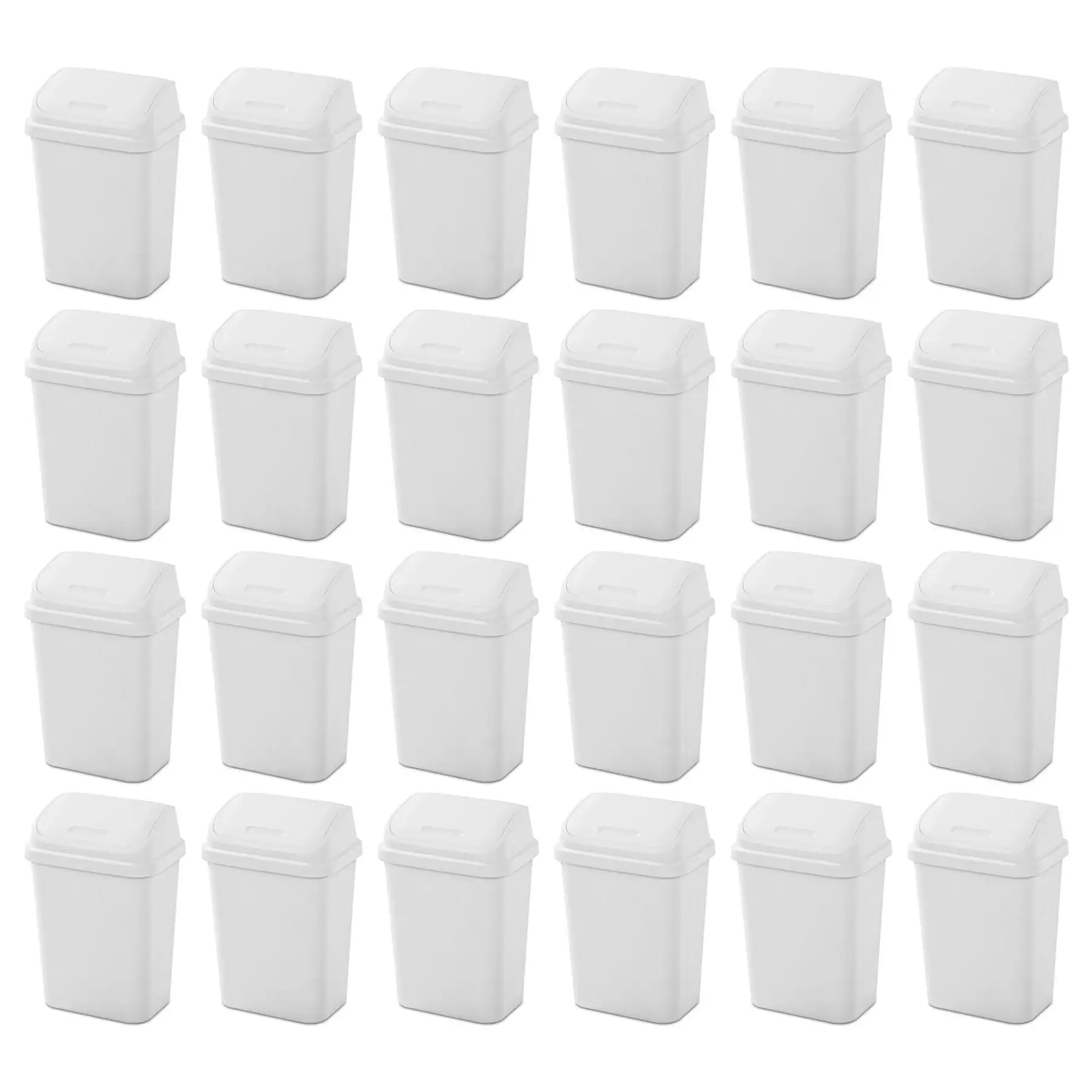 Sterilite 7.8 Gallon SwingTop Kitchen Wastebasket Trash Can, White (24 Pack)