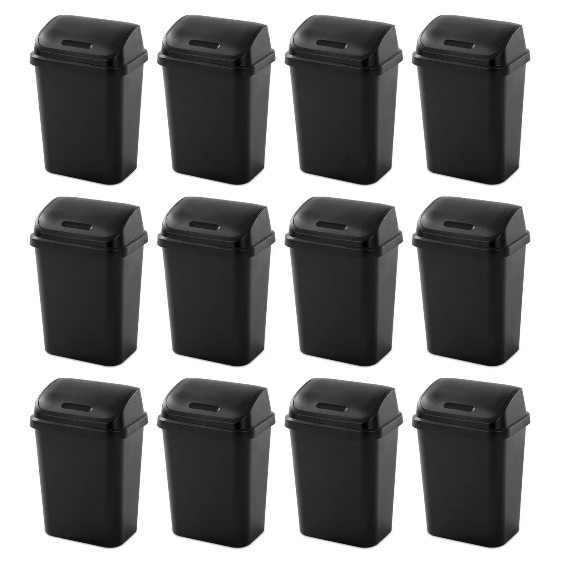 Sterilite 7.8 Gallon SwingTop Kitchen Wastebasket Trash Can, Black (12 Pack)