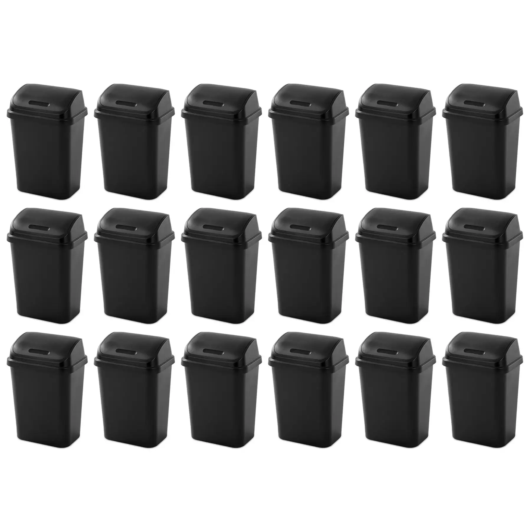 Sterilite 7.8 Gallon SwingTop Kitchen Wastebasket Trash Can, Black (18 Pack)