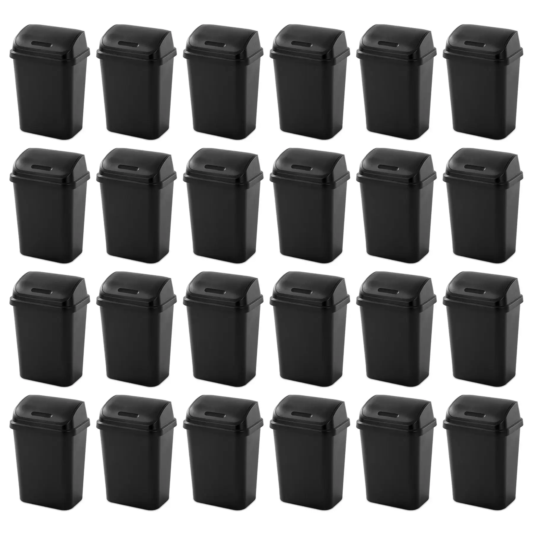 Sterilite 7.8 Gallon SwingTop Kitchen Wastebasket Trash Can, Black (24 Pack)