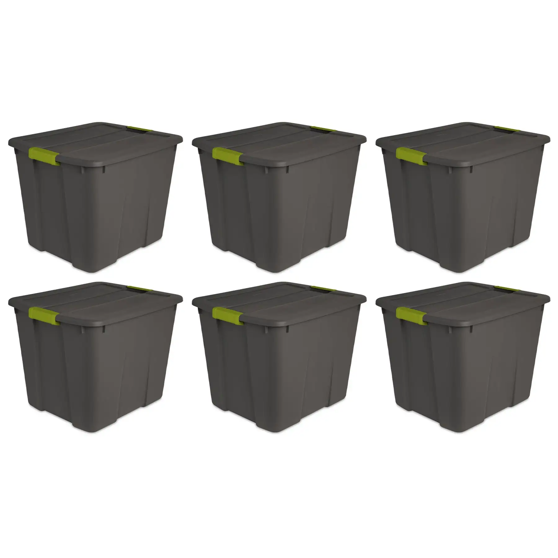 Sterilite 20 Gallon Stackable Plastic Storage Tote Bin with Lid, Gray (6 Pack)