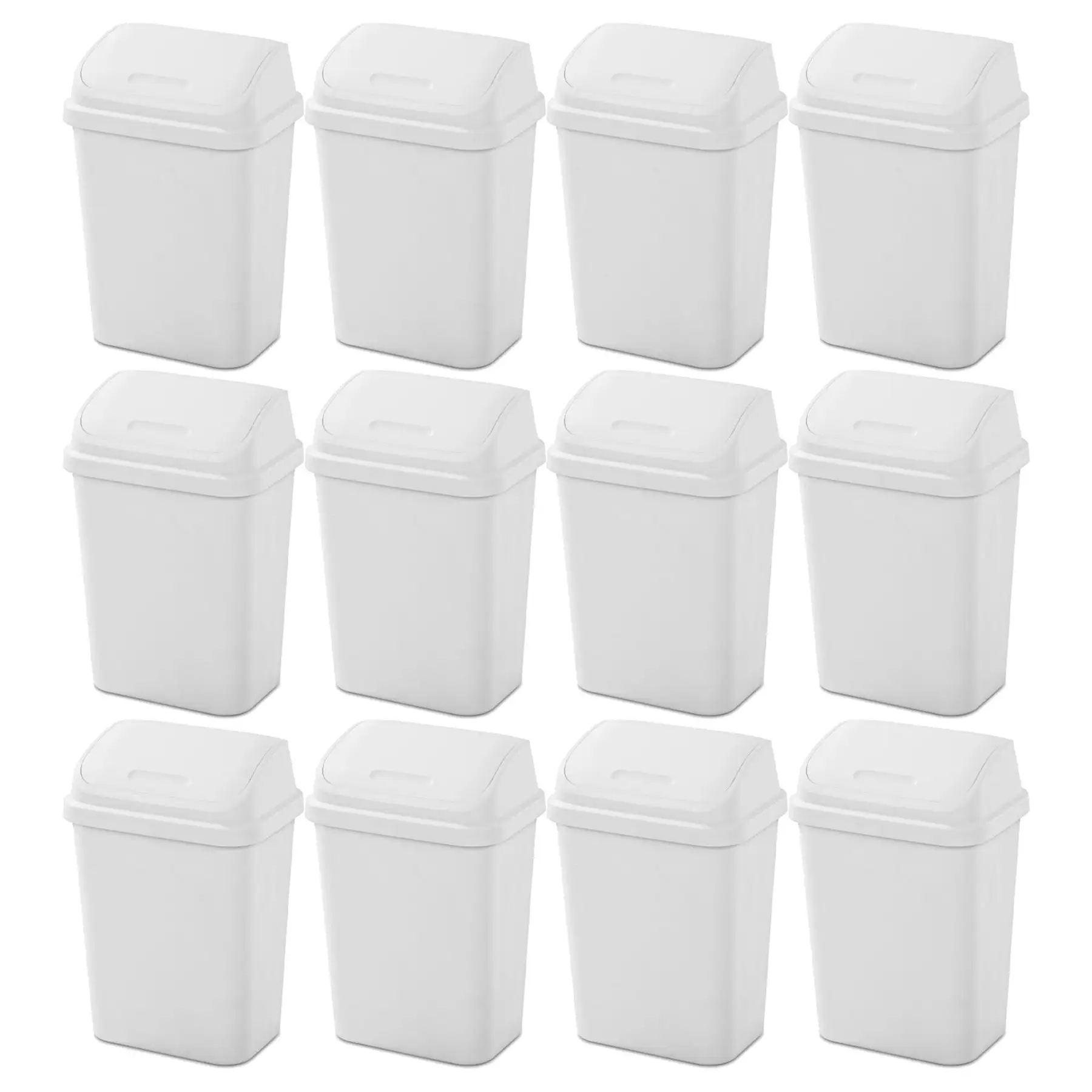 Sterilite 7.8 Gallon SwingTop Kitchen Wastebasket Trash Can, White (12 Pack)