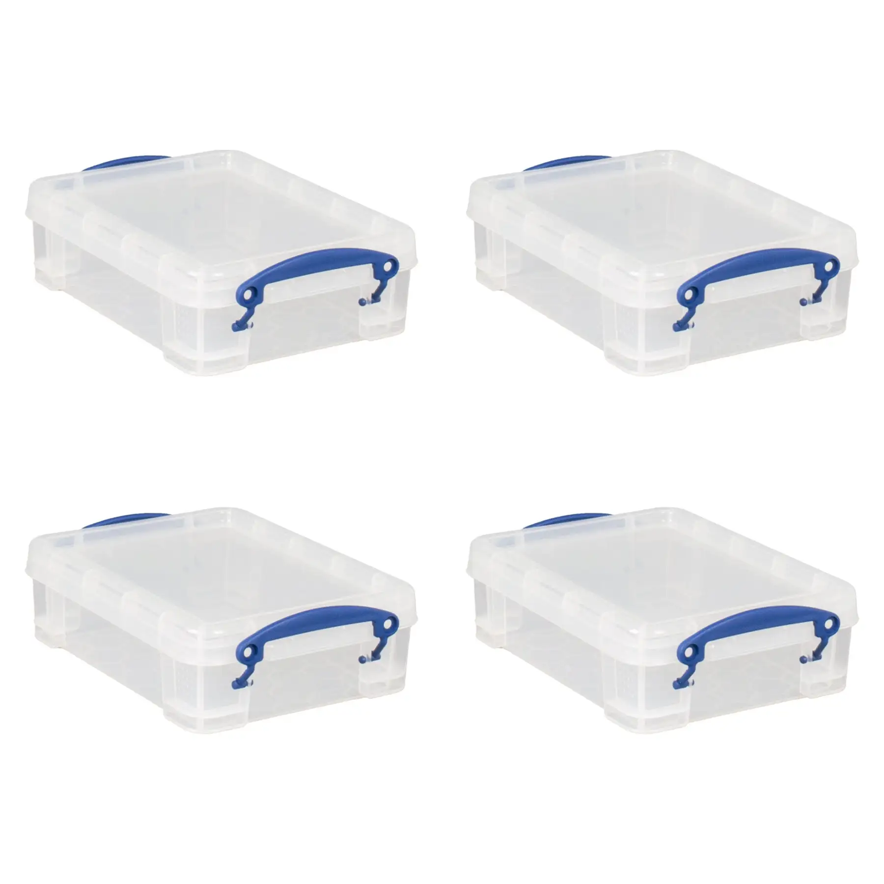 Really Useful Box 1.75L Storage Bin w/Snap Lid & Clip Lock Handle, (4 Pack)