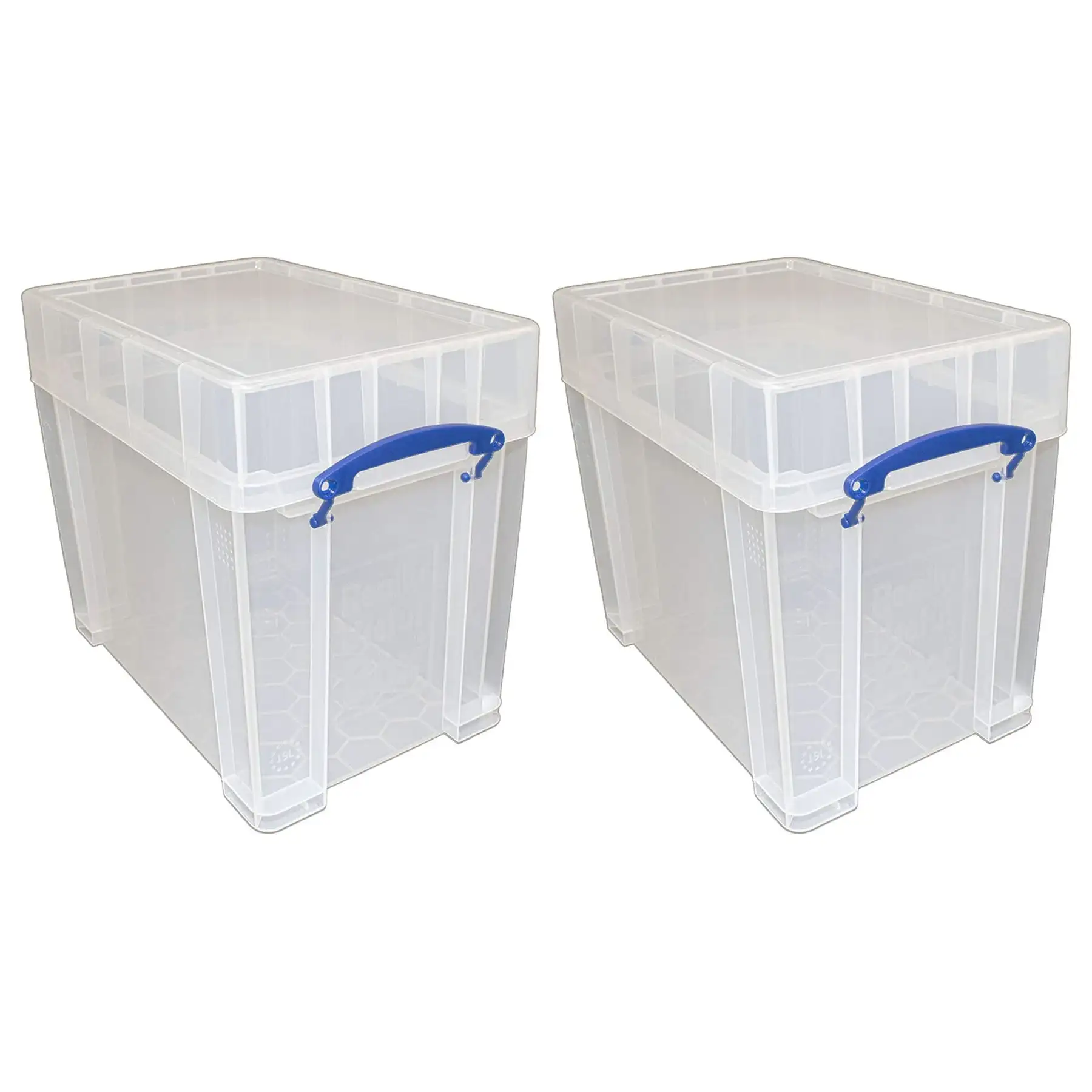 Really Useful Box 19 Liters Transparent Storage Container with Snap Lid, 2 Pack