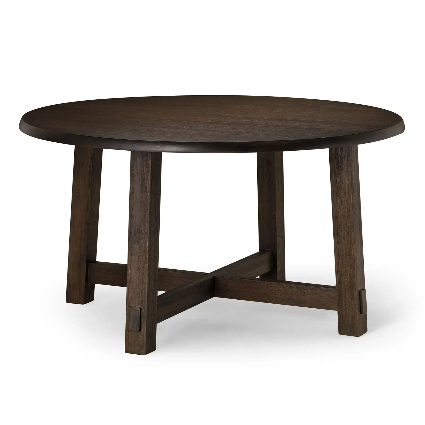 Maven Lane Sasha Round Wooden Dining Table in Weathered Brown Finish