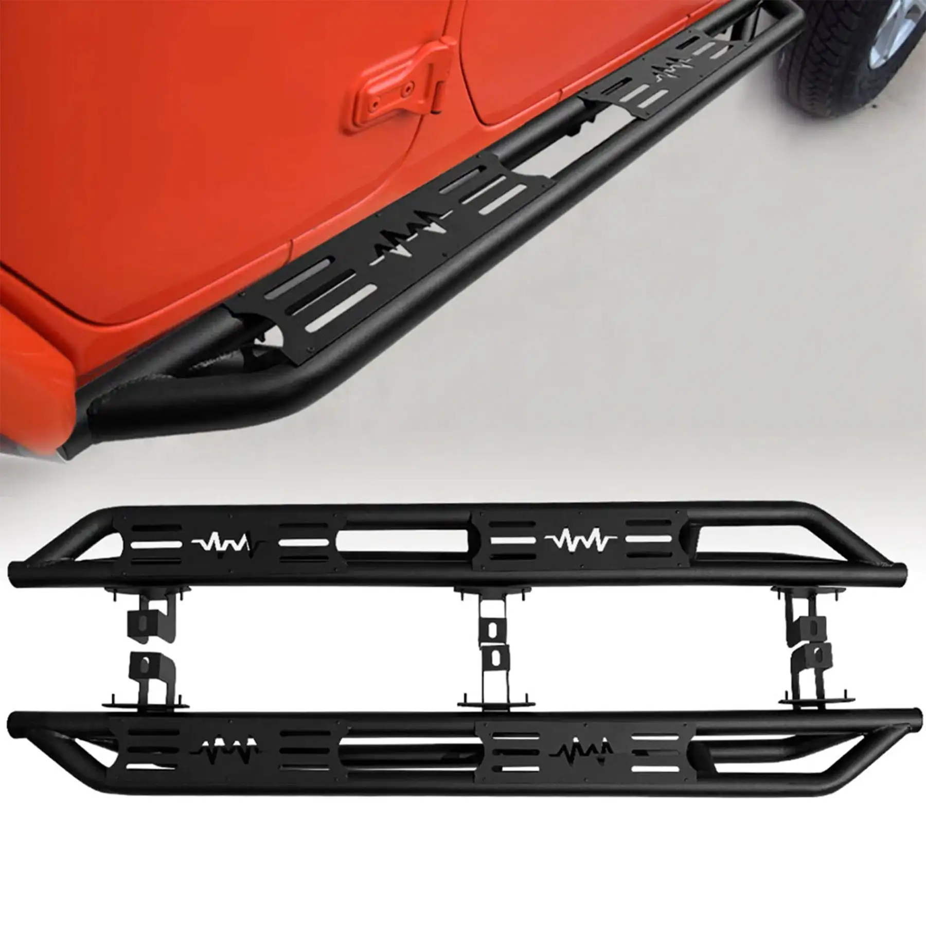 AMERICAN MODIFIED Side Step Bars Lightning Style for 18 to 23 Jeep Wrangler JL