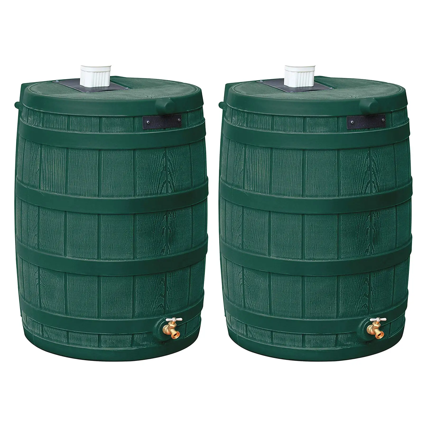 Good Ideas Rain Wizard Water Storage 50 Gallon Capacity Barrel, Green, (2 Pack)