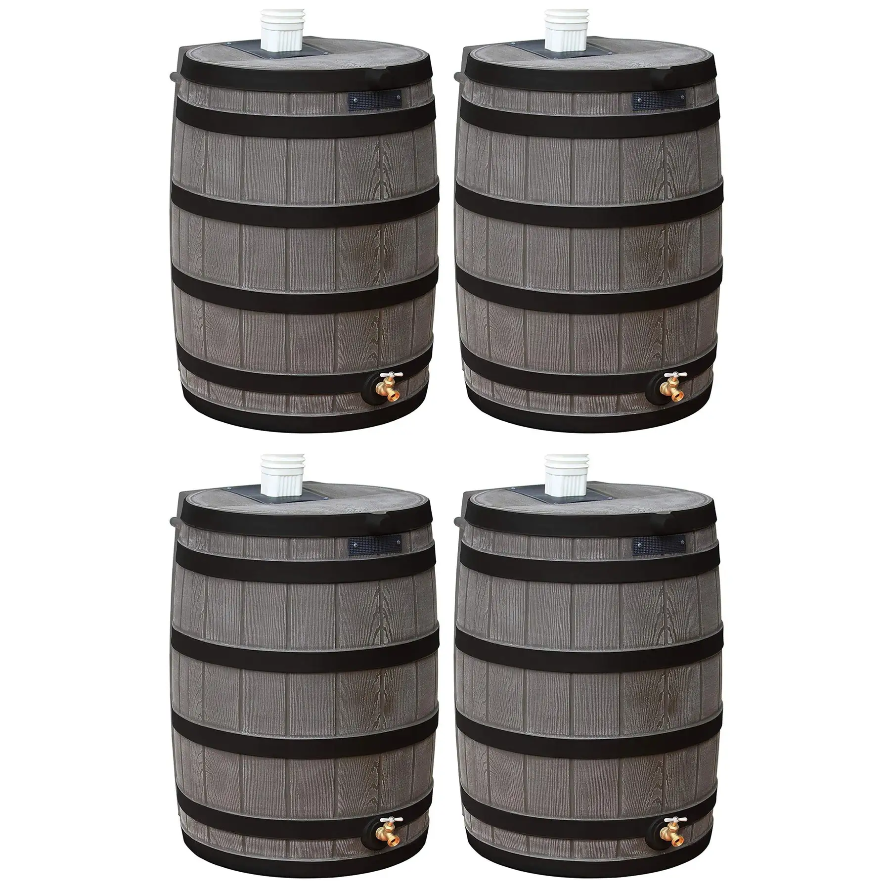 Good Ideas Rain Wizard Wood Rain Water Barrel with Darkened Ribs, Oak, (4 Pack)