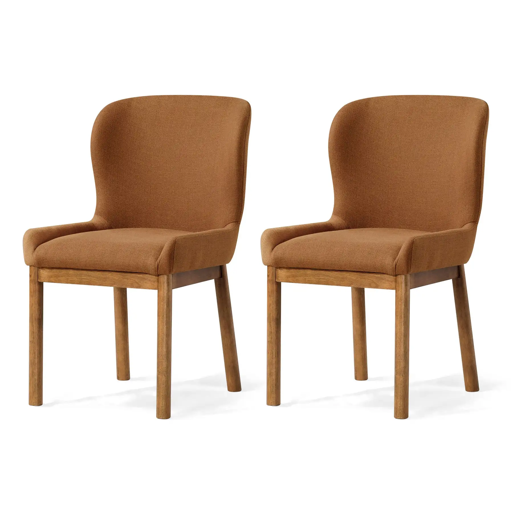 Maven Lane Gia Contemporary Dining Chair, Refined Brown, Clay Fabric, Set of 2