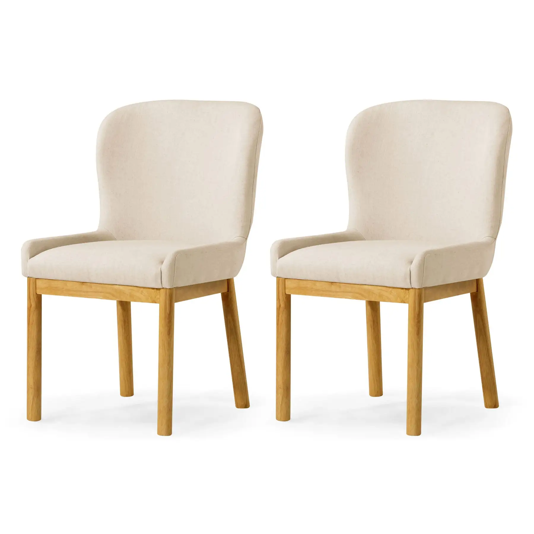 Maven Lane Gia Contemporary Dining Chair, Refined Natural, Slate Fabric, Set of 2