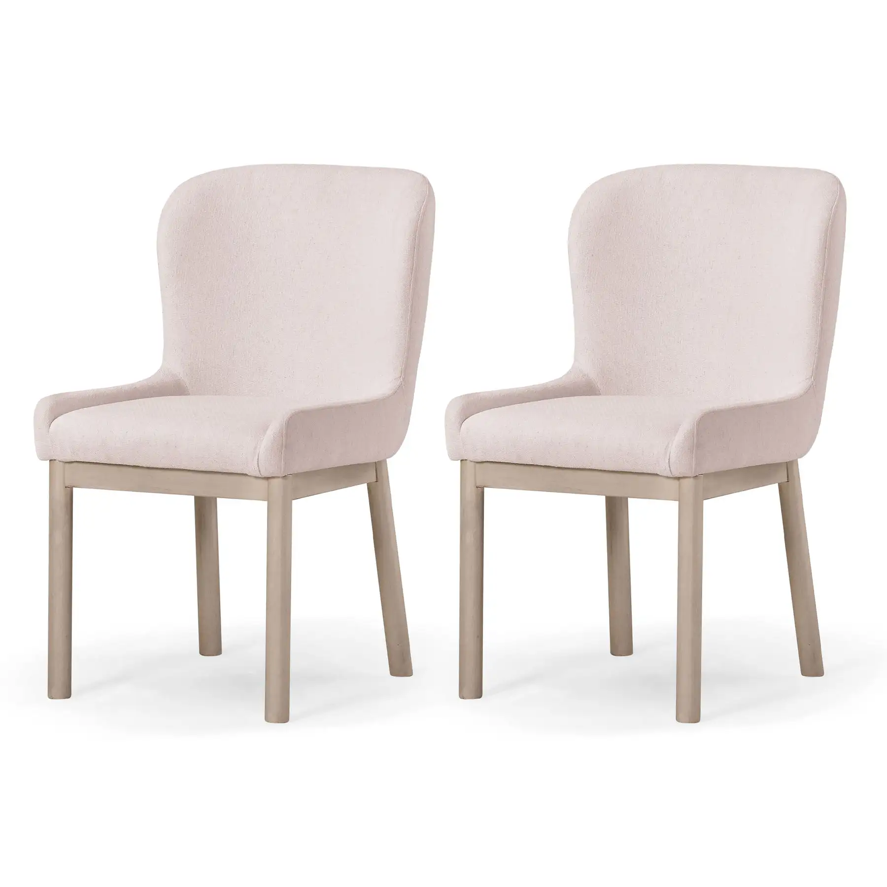 Maven Lane Gia Contemporary Dining Chair, Refined White, Cream Fabric, Set of 2