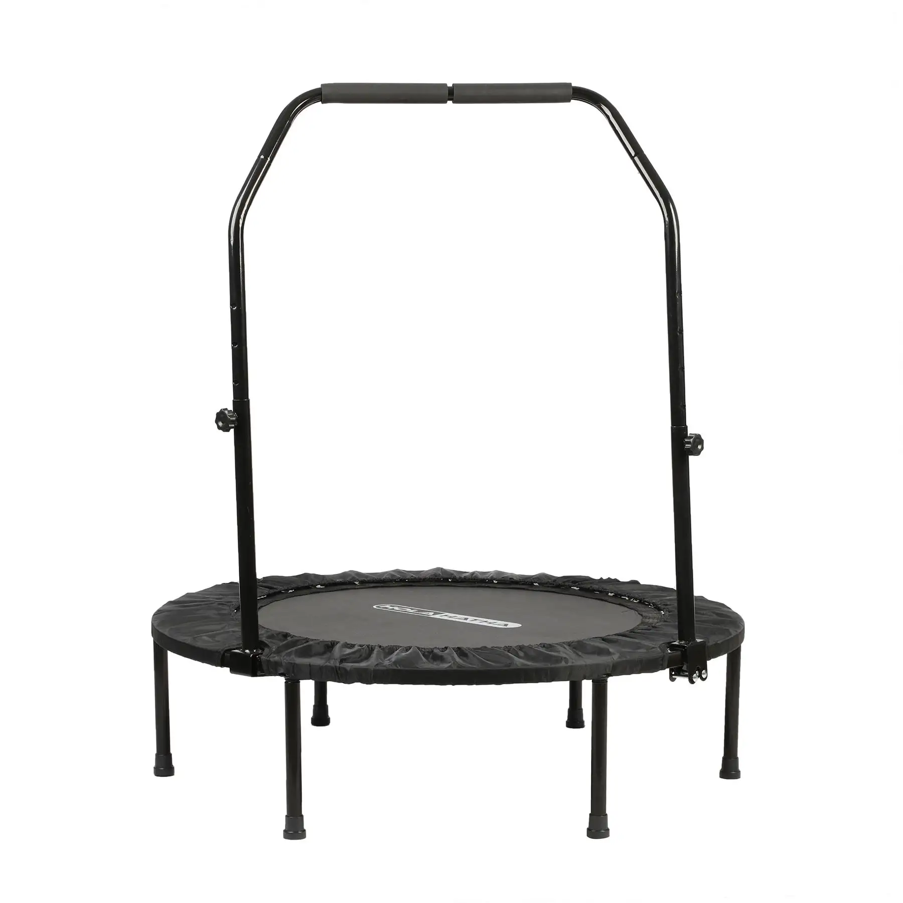 HolaHatha 40" Mini Trampoline Fitness Rebounder with Adjustable Handle, Black