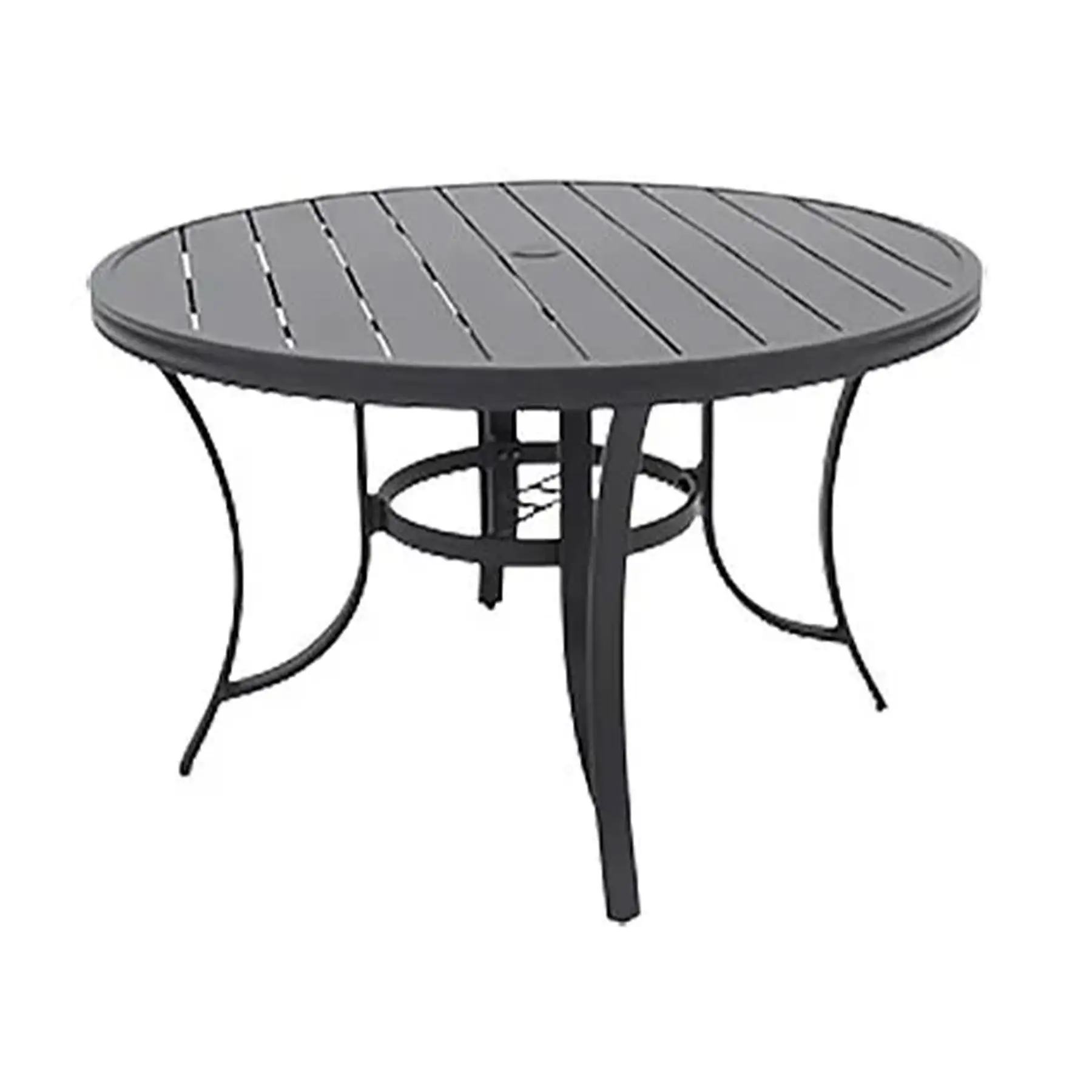 Four Seasons Courtyard Palermo Slat Top Dining Table with Umbrella Hole, Gray