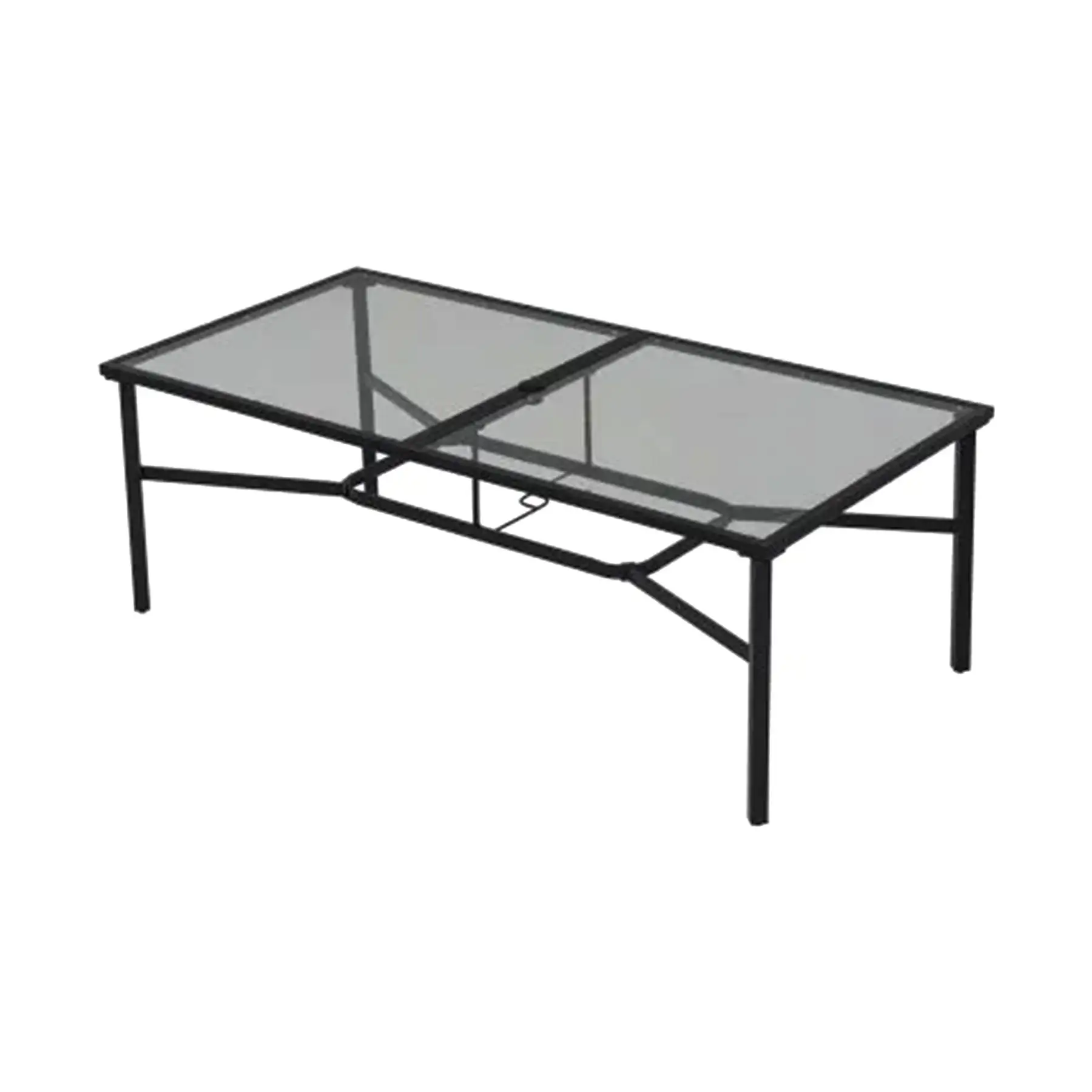 Four Seasons Courtyard Sunny Isles Tempered Glass Top Patio Dining Table, Black