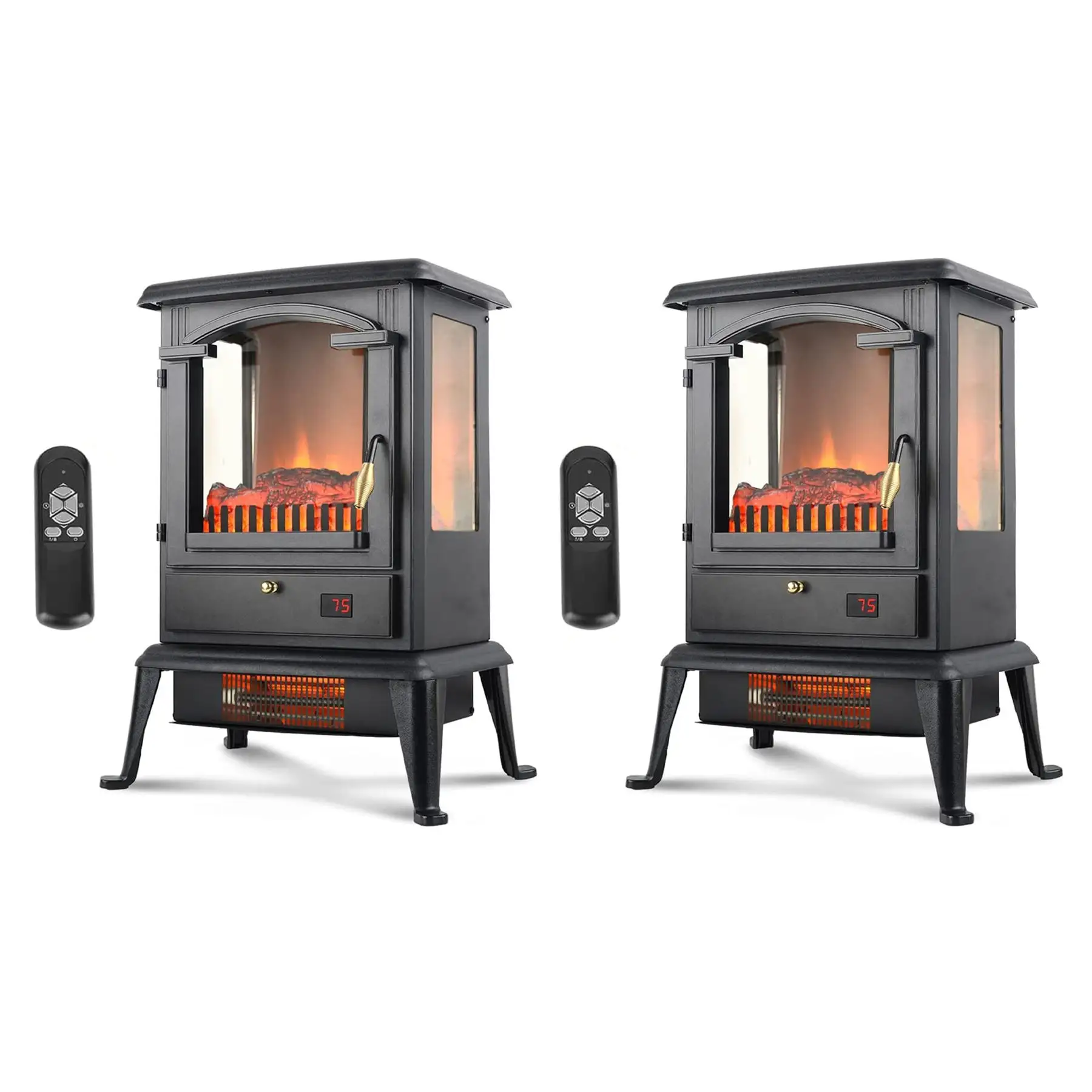 VOLTORB Freestanding Portable Electric Fireplace Heater Stove w/Remote (2 Pack)