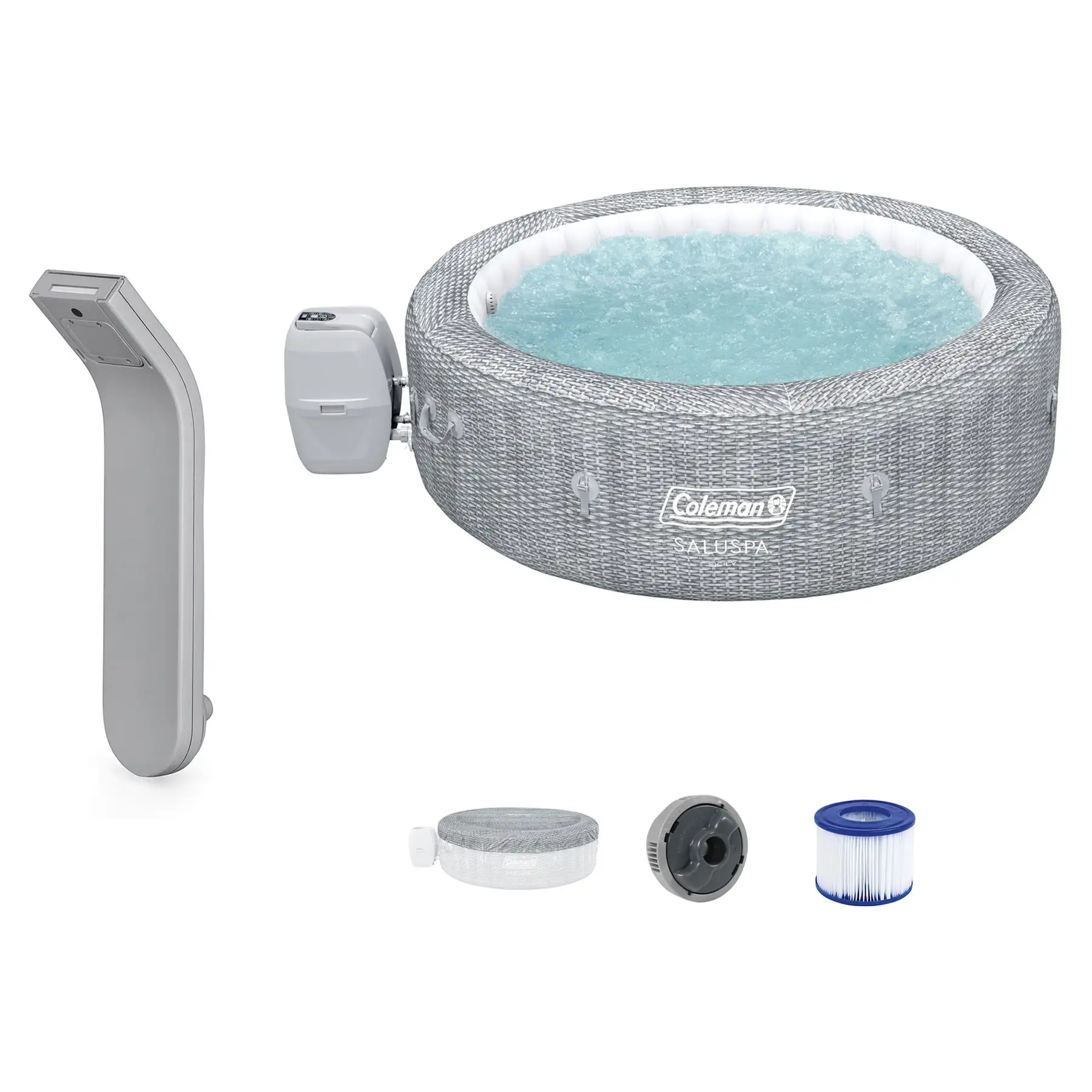 SaluSpa LED Soothing Spa Waterfall Accessory w/Sicily AirJet Inflatable Hot Tub