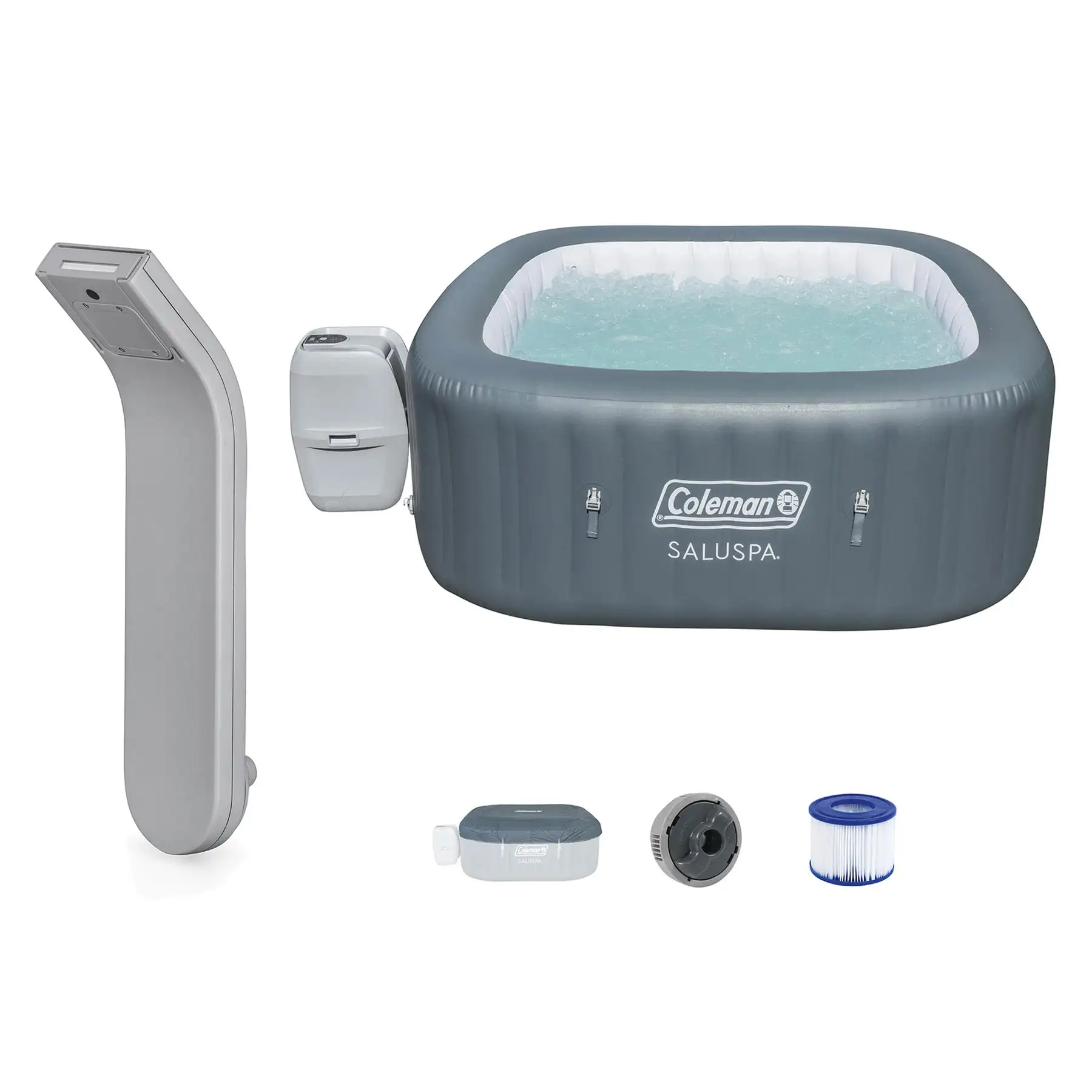 SaluSpa LED Spa Waterfall Accessory w/Coleman SaluSpa Inflatable Hot Tub, Gray