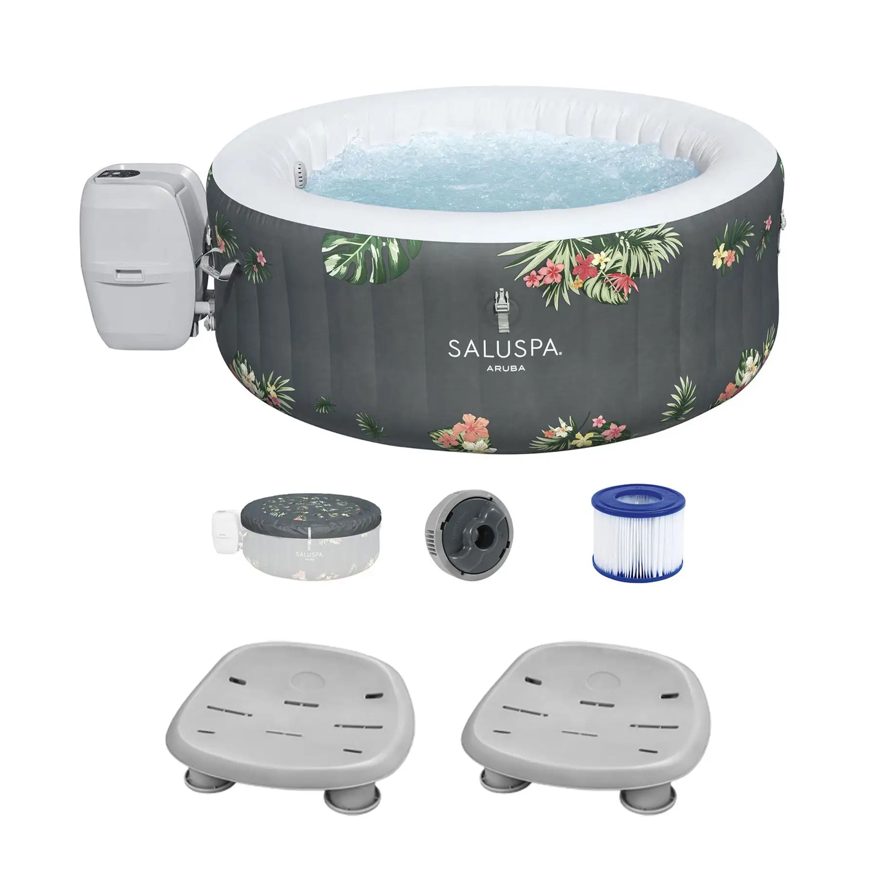 Bestway SaluSpa Aruba AirJet Inflatable Hot Tub + Bestway Spa Seat (2 Pack)