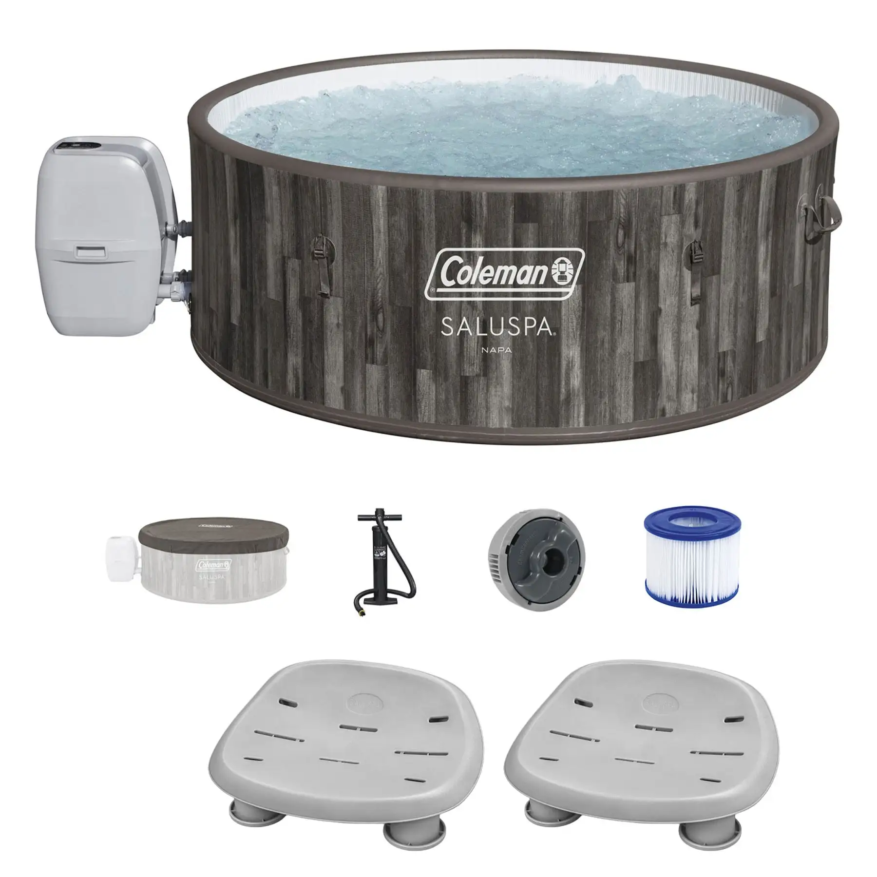 Bestway Coleman Napa AirJet Inflatable Hot Tub with 2 Pack of SaluSpa Spa Seat