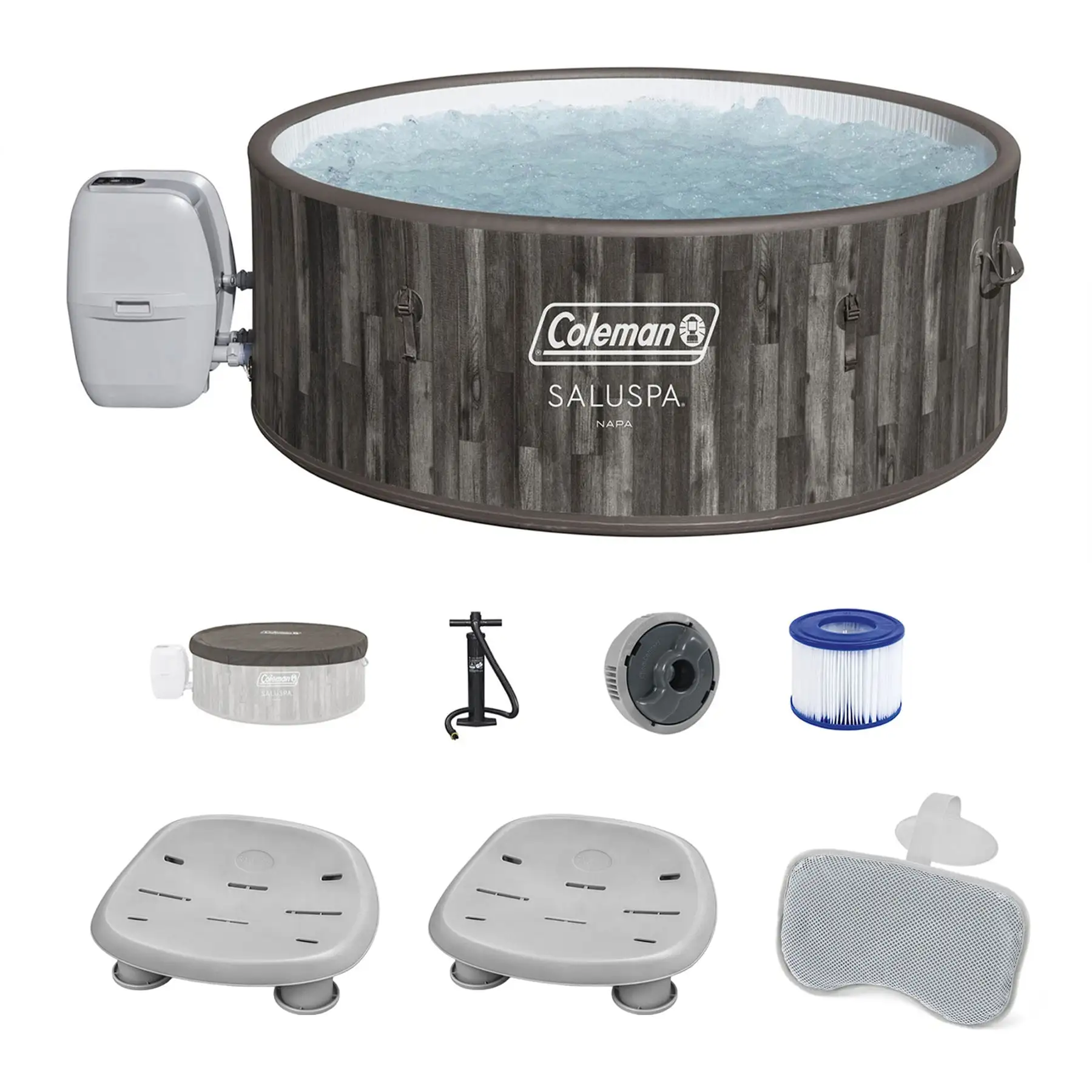 Bestway Coleman Napa AirJet Hot Tub w/2-Pack SaluSpa Seat & 2 Headrest Pillows