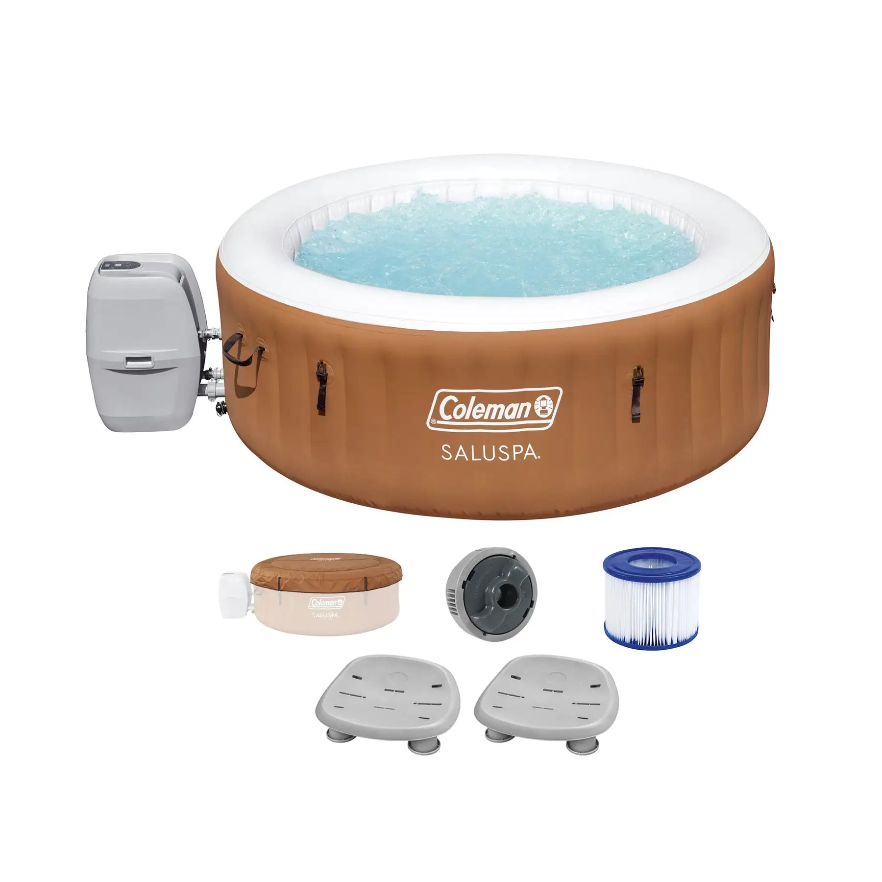 Coleman SaluSpa Ponderosa Hot Tub + Bestway SaluSpa Seat with Adjustable Legs