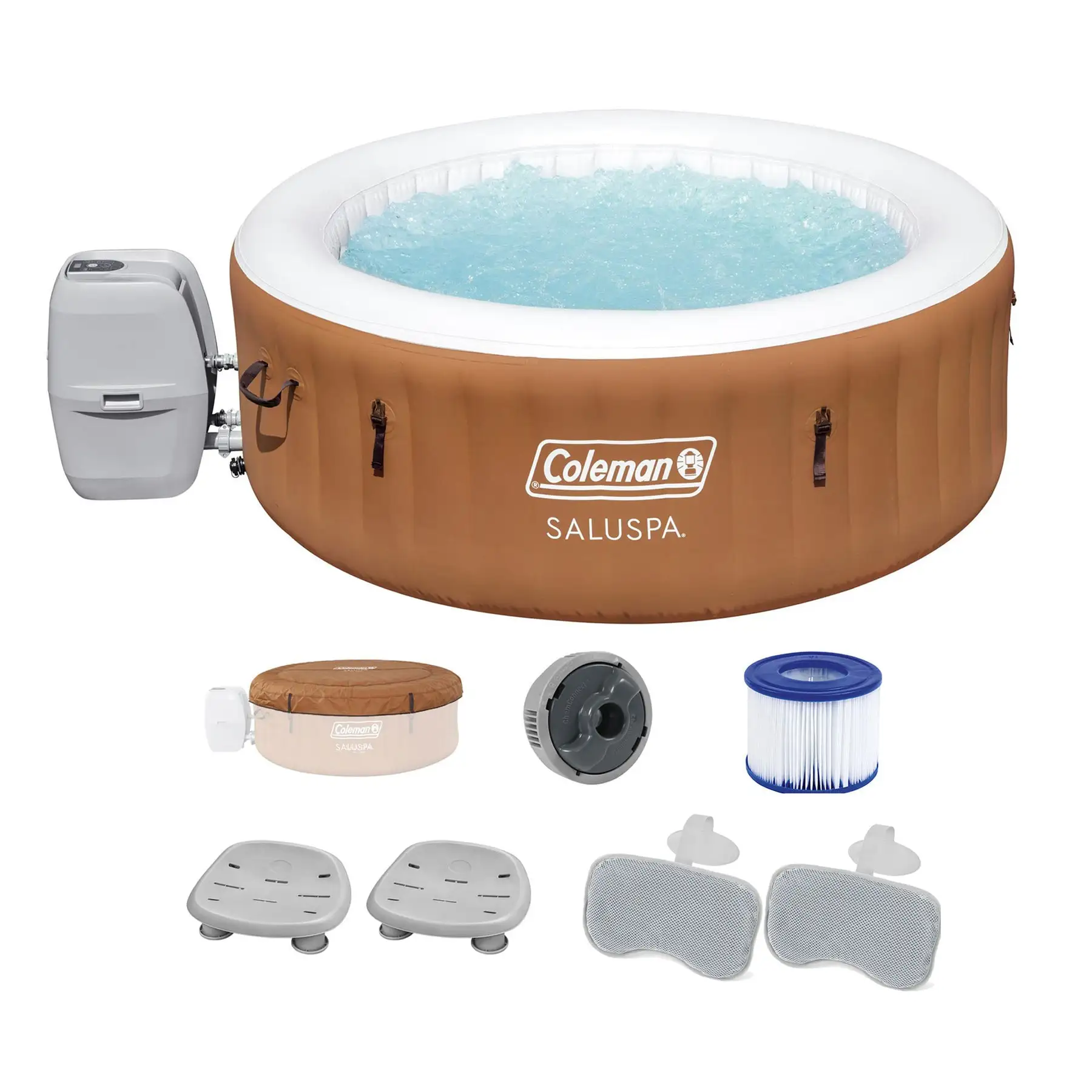 Coleman SaluSpa Ponderosa Hot Tub w/ 2 Bestway SaluSpa Seat & 2 Headrest Pillows