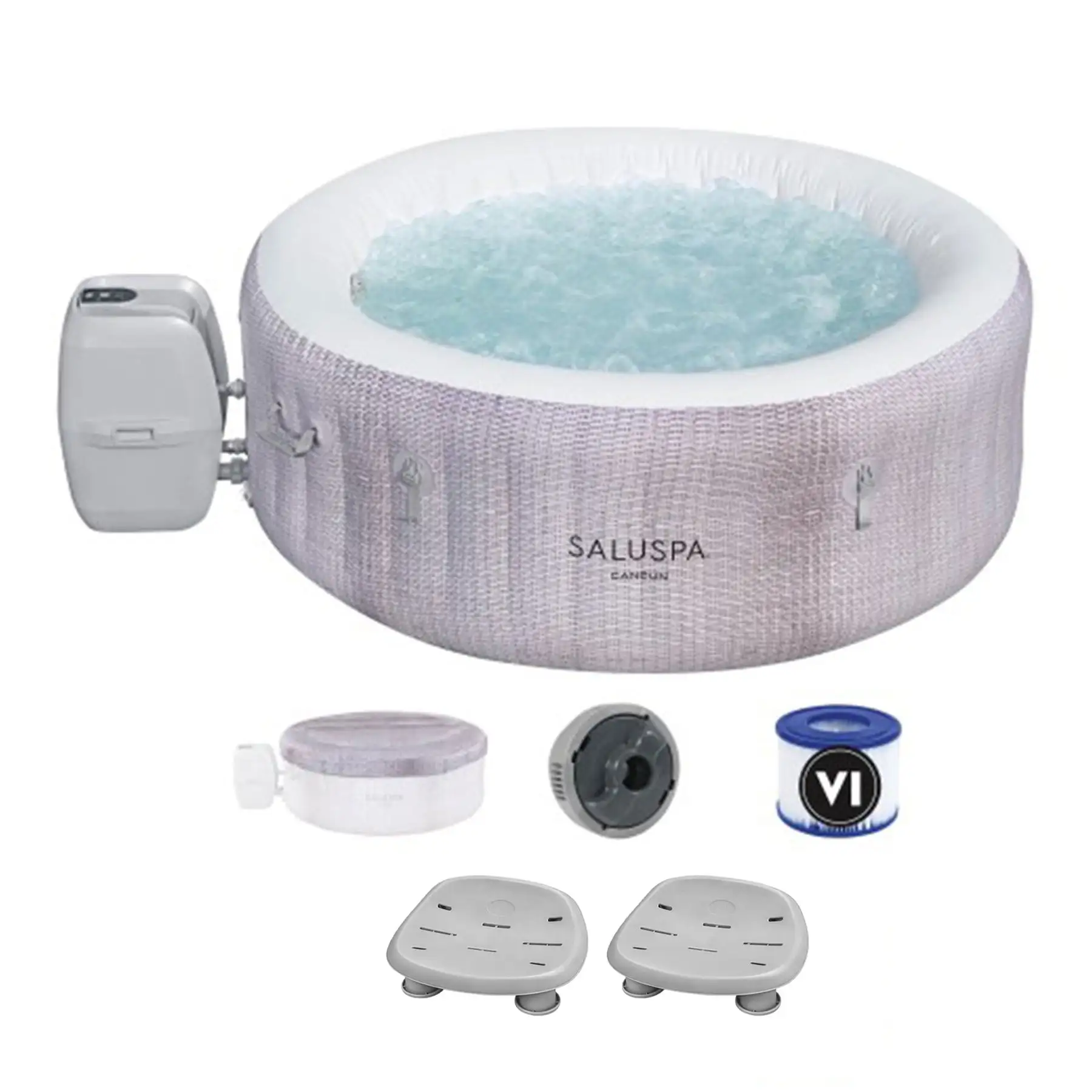 Bestway SaluSpa Cancun Inflatable Hot Tub + Bestway SaluSpa Non Slip Spa Seat