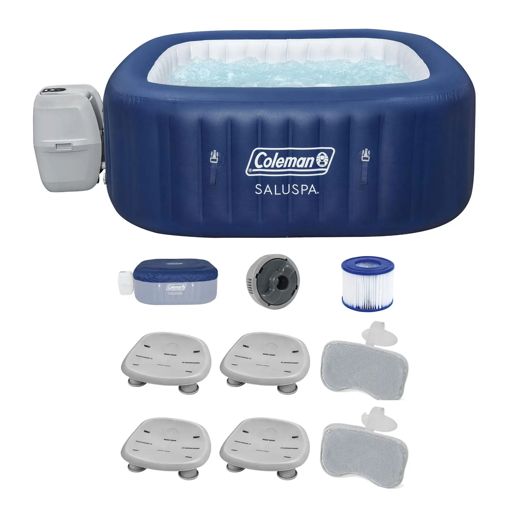 Bestway Coleman Hot Tub + 4 Bestway SaluSpa Seats + 2 Bestway SaluSpa Pillows