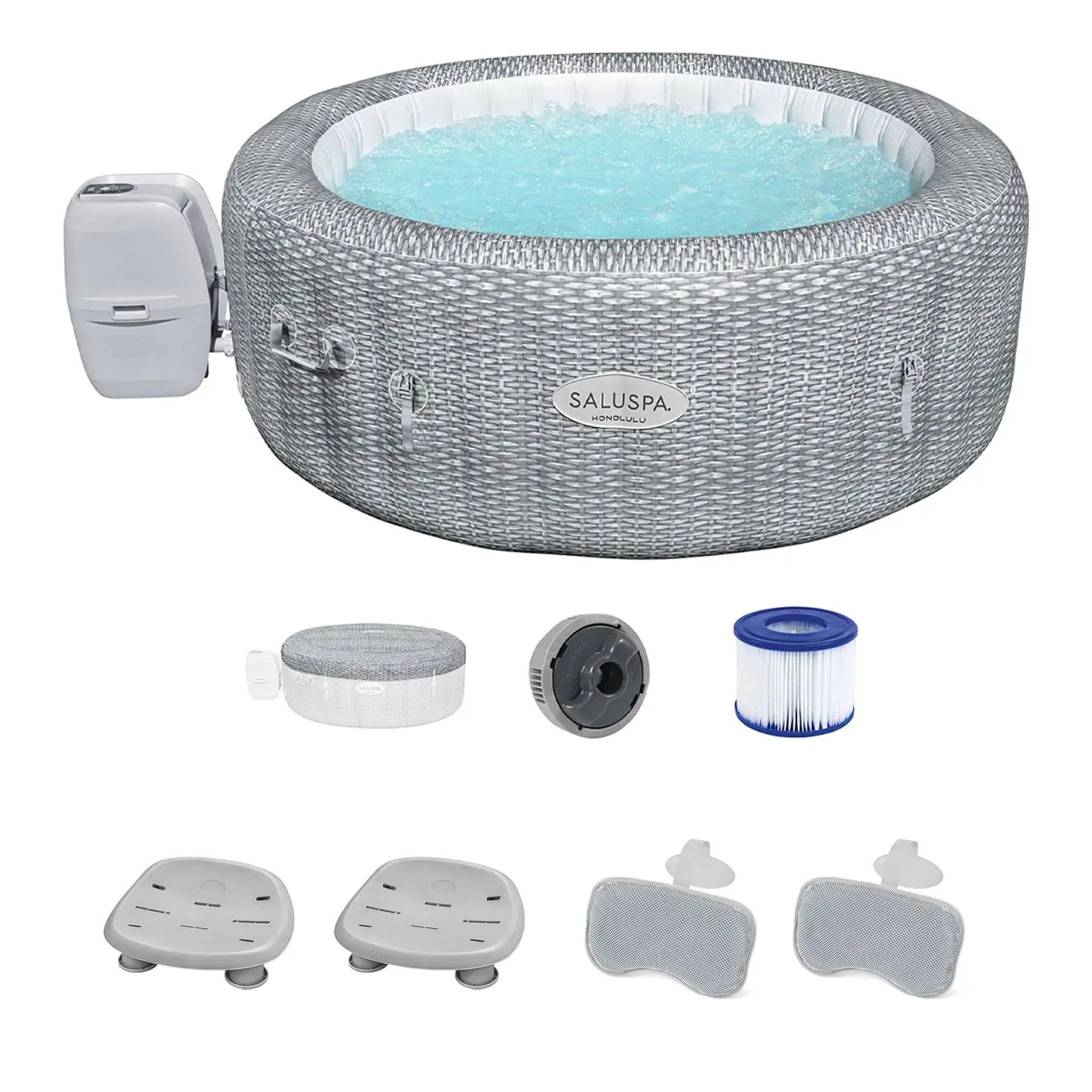 Bestway Coleman Honolulu AirJet Hot Tub with 2 SaluSpa Seat & 2 Headrest Pillows