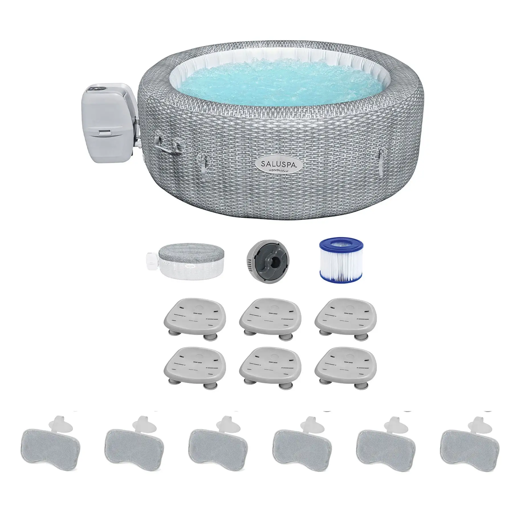 Bestway Coleman Honolulu AirJet Hot Tub with 6 SaluSpa Seat & 6 Headrest Pillows