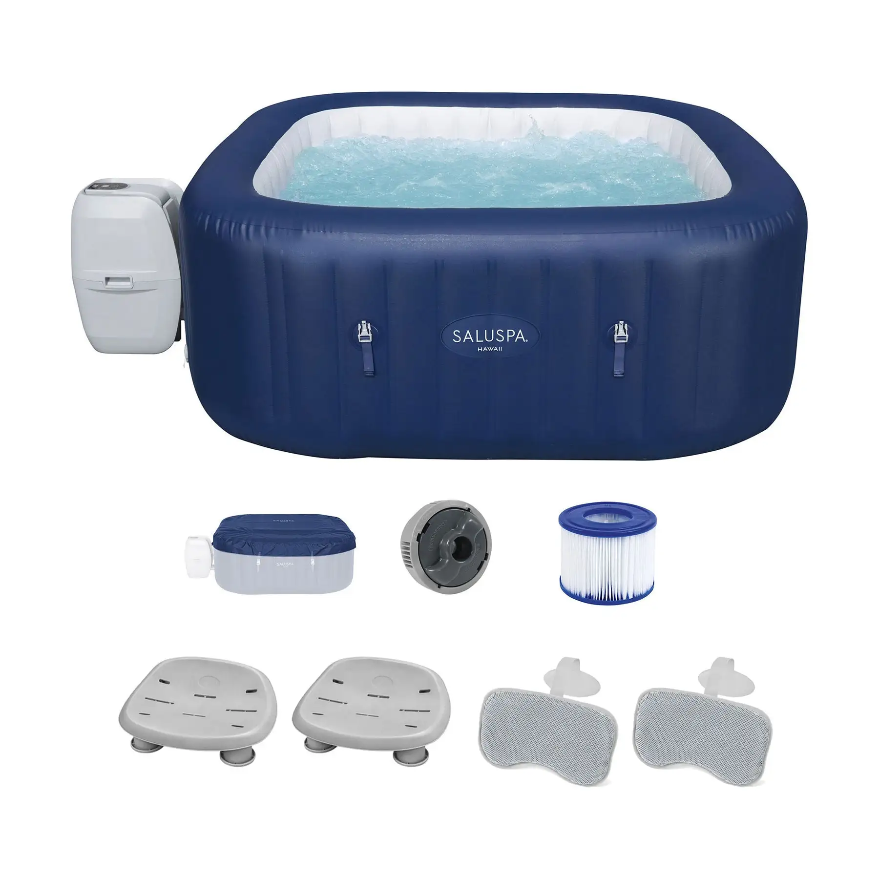 Bestway SaluSpa Hawaii AirJet Hot Tub, Spa Seat (2 Pack), & Headrest (2 Pack)