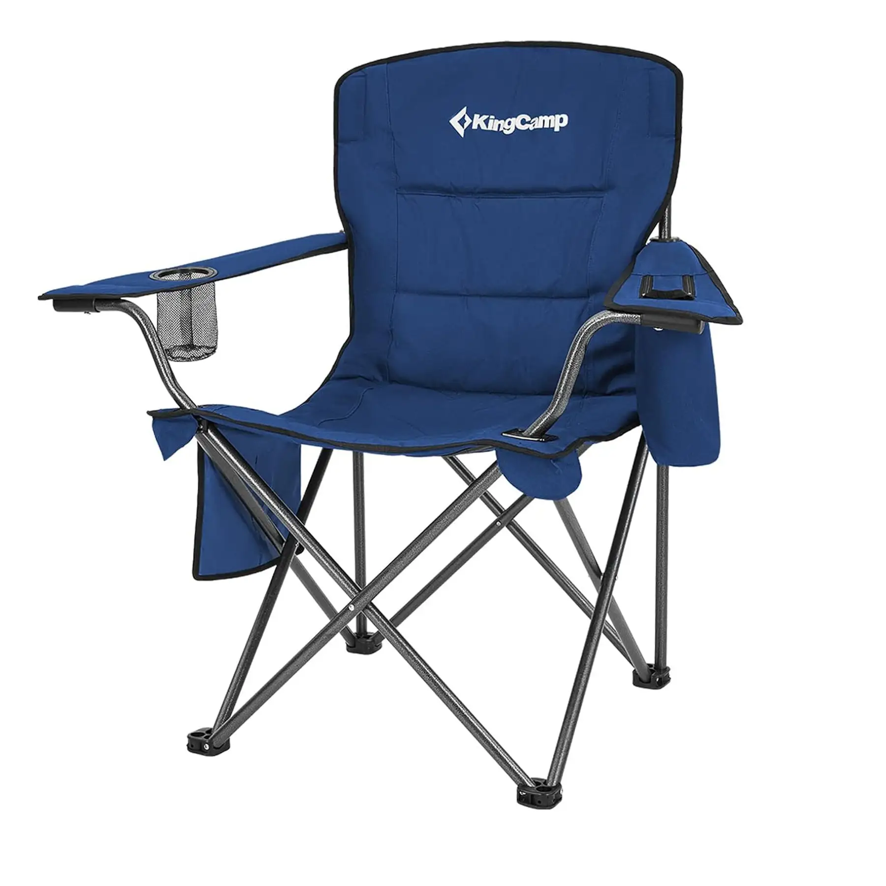 KingCamp Padded Oversized Folding Chair with Cupholder, Cooler, and Pocket, Blue